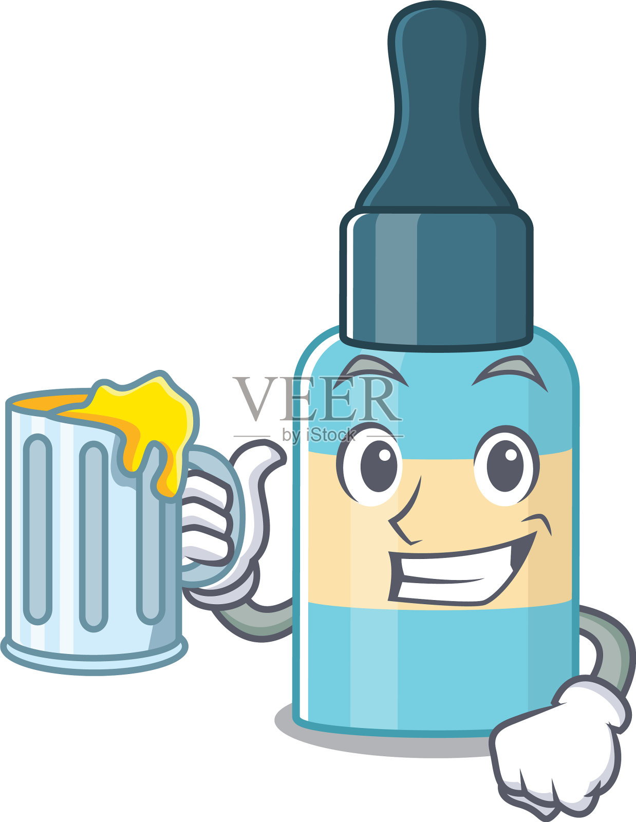 卡通头发抹油烤面包和一杯啤酒设计元素图片