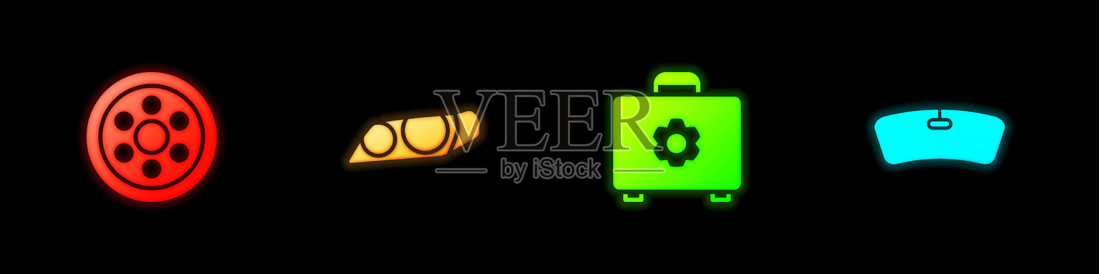 设置合金车轮车灯工具箱和图标素材