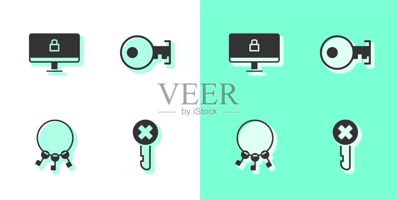 电脑显示器串设错键锁图标素材