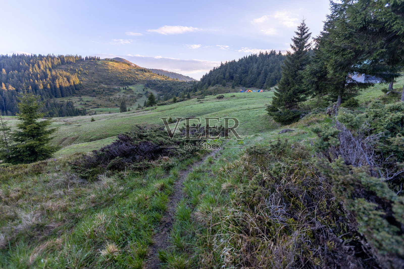 山在夏天。户外仙境或徒步旅行的风景背景照片摄影图片