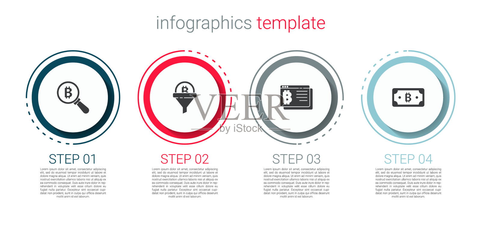 设置放大镜与比特币销售漏斗插画图片素材