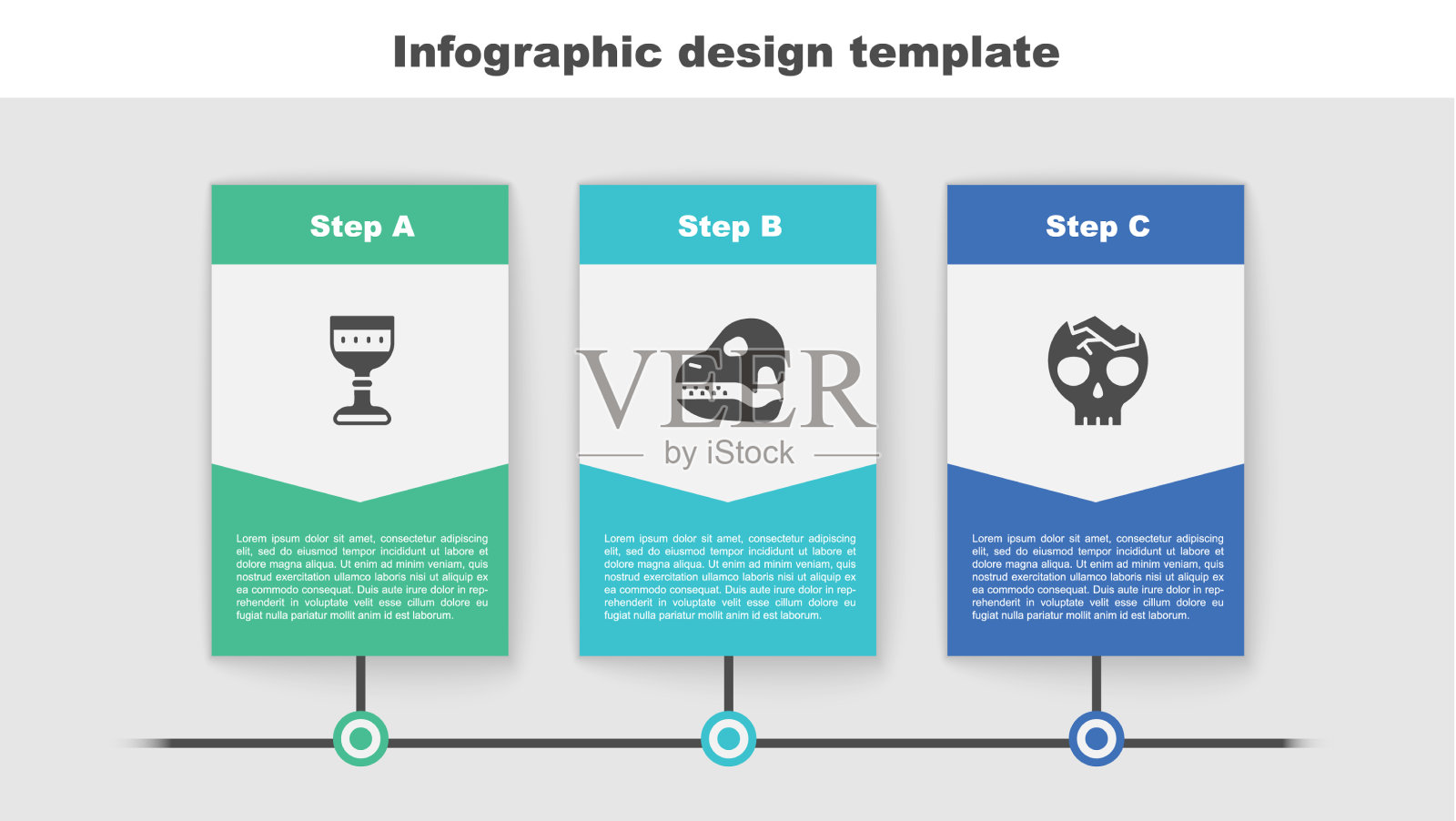 设置中世纪高脚杯恐龙头骨和破碎插画图片素材
