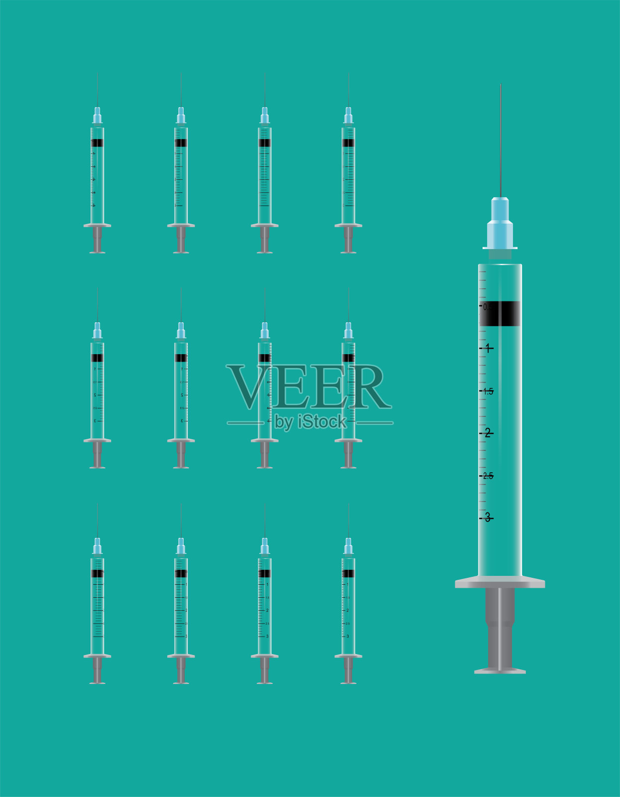 3D covid - 19疫苗注射器动画旋转矢量插图设计元素图片