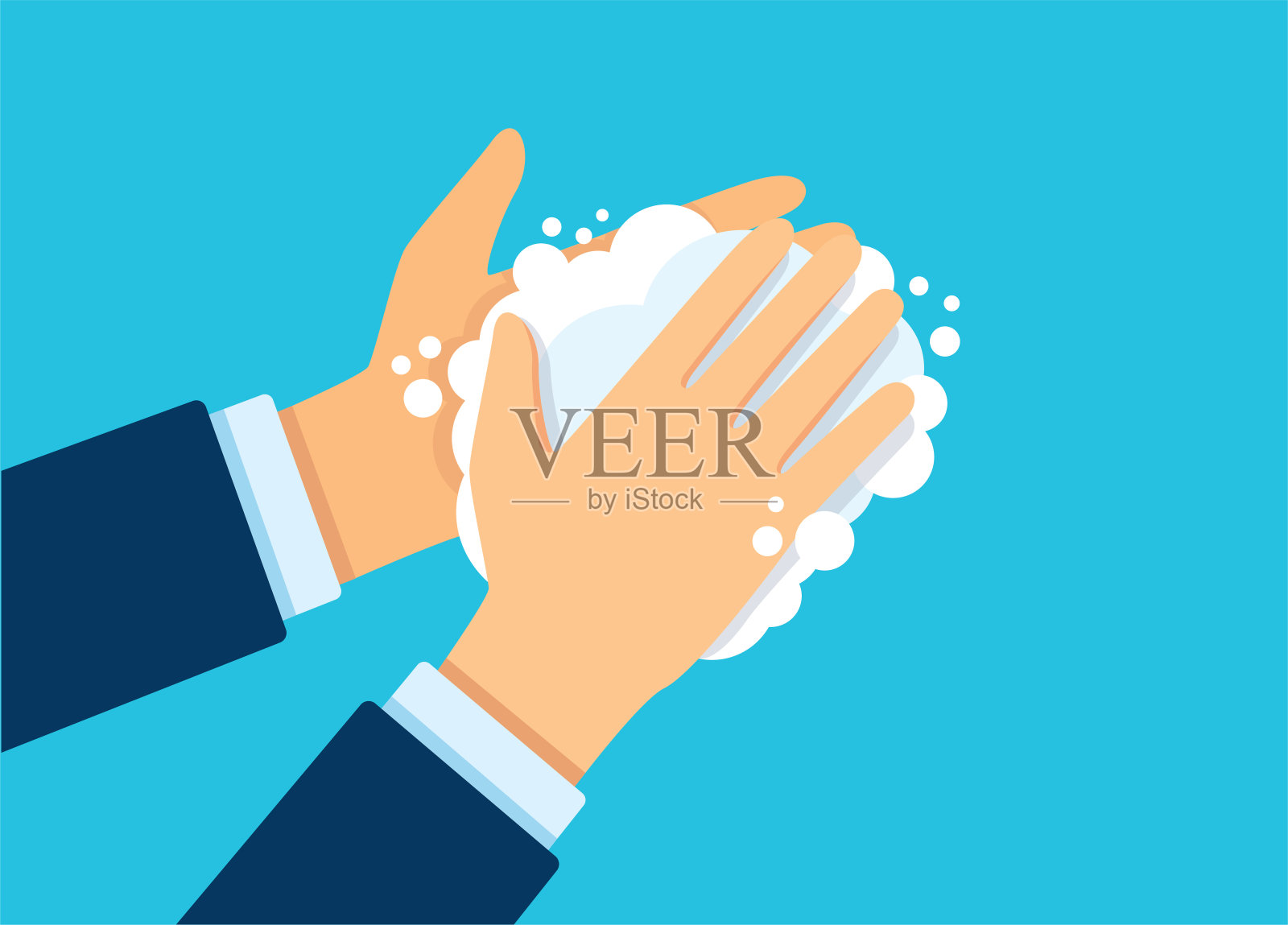 用肥皂洗手矢量插图EPS10插画图片素材