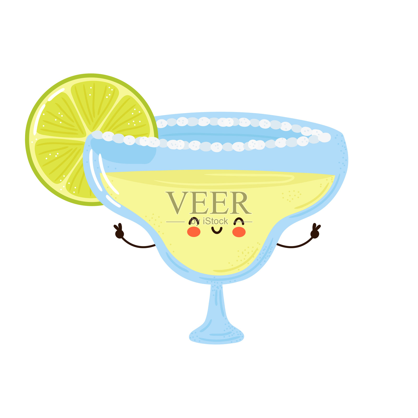 可爱有趣的玛格丽塔鸡尾酒角色。矢量手绘卡通卡通人物插图图标。孤立在白色背景上。玛格丽塔鸡尾酒的特色概念设计元素图片