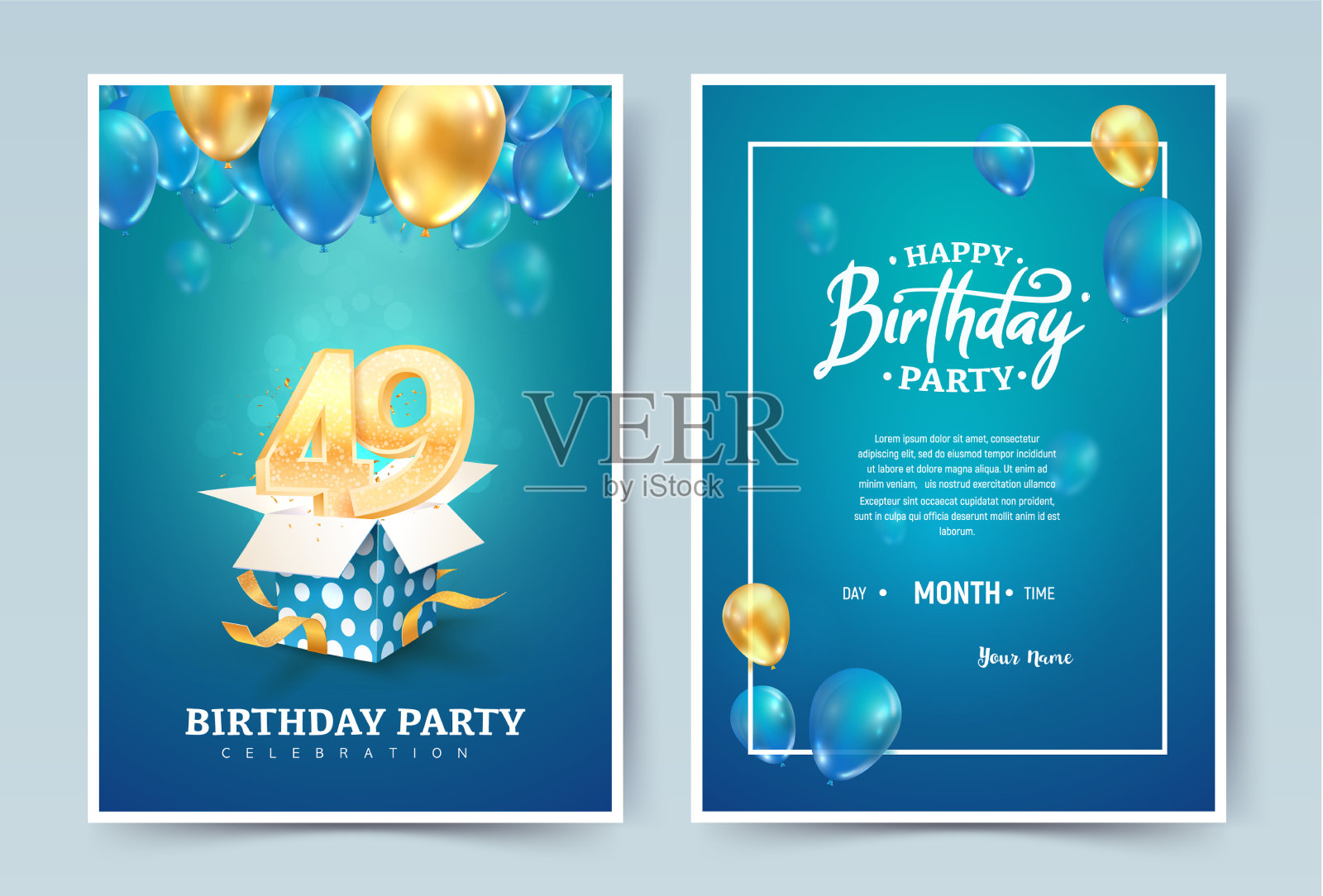 49岁生日邀请双卡设计模板素材