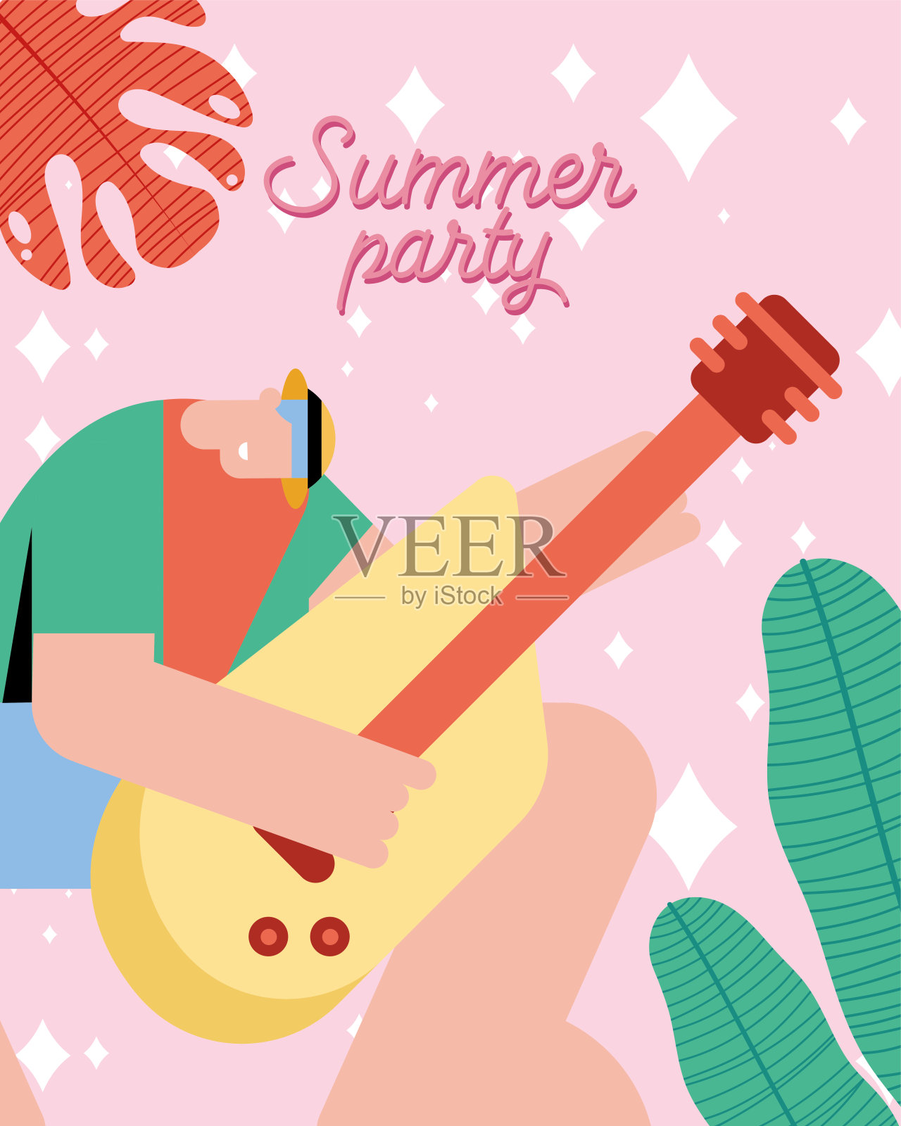 夏日派对刻字插画图片素材