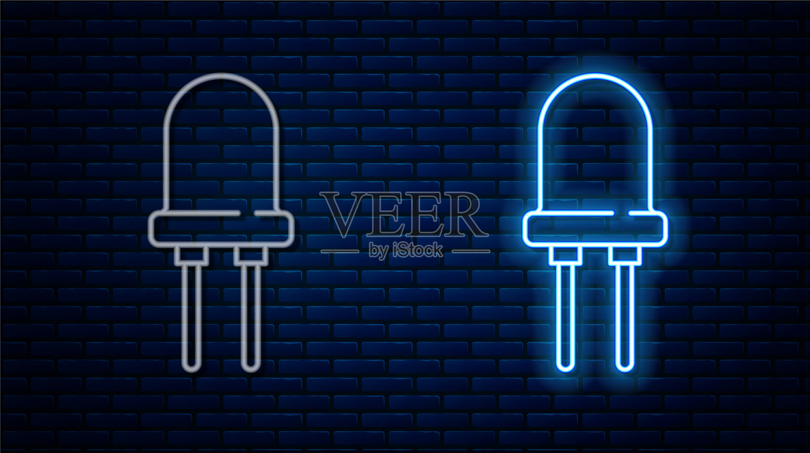 发光的霓虹灯线发光二极管图标插画图片素材