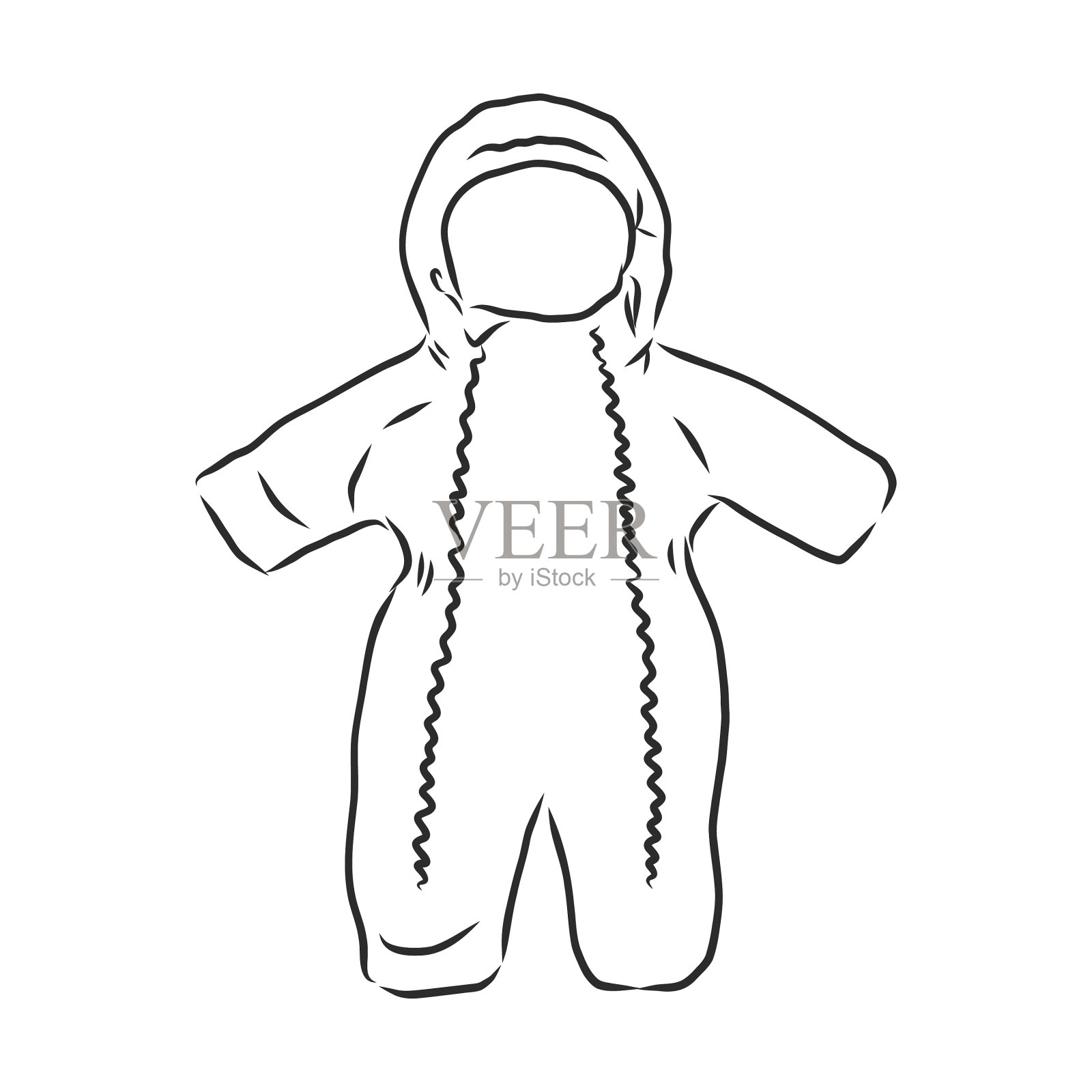 儿童连体衣与兜帽素描儿童插画图片素材