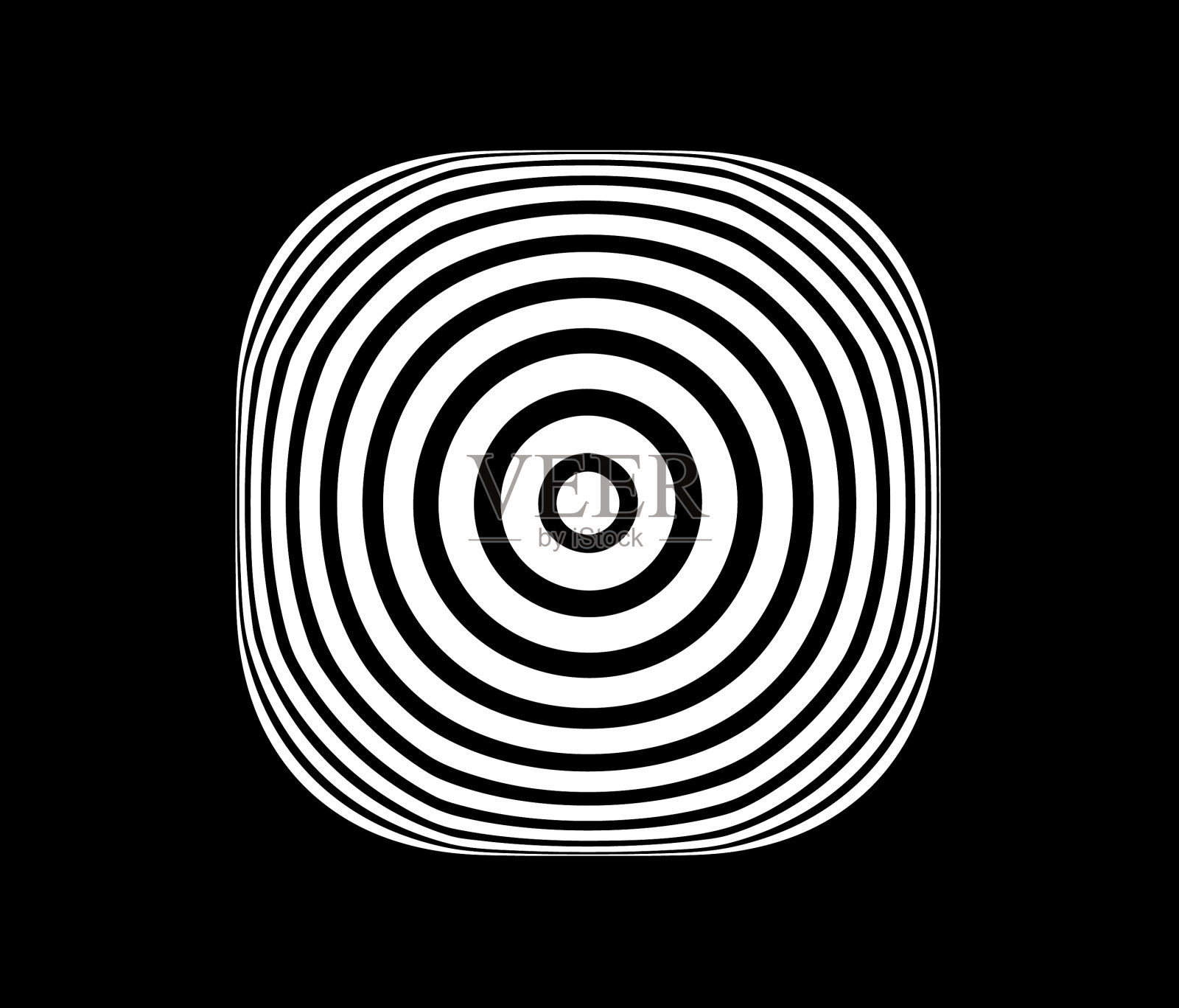 抽象方形黑白色环插画图片素材