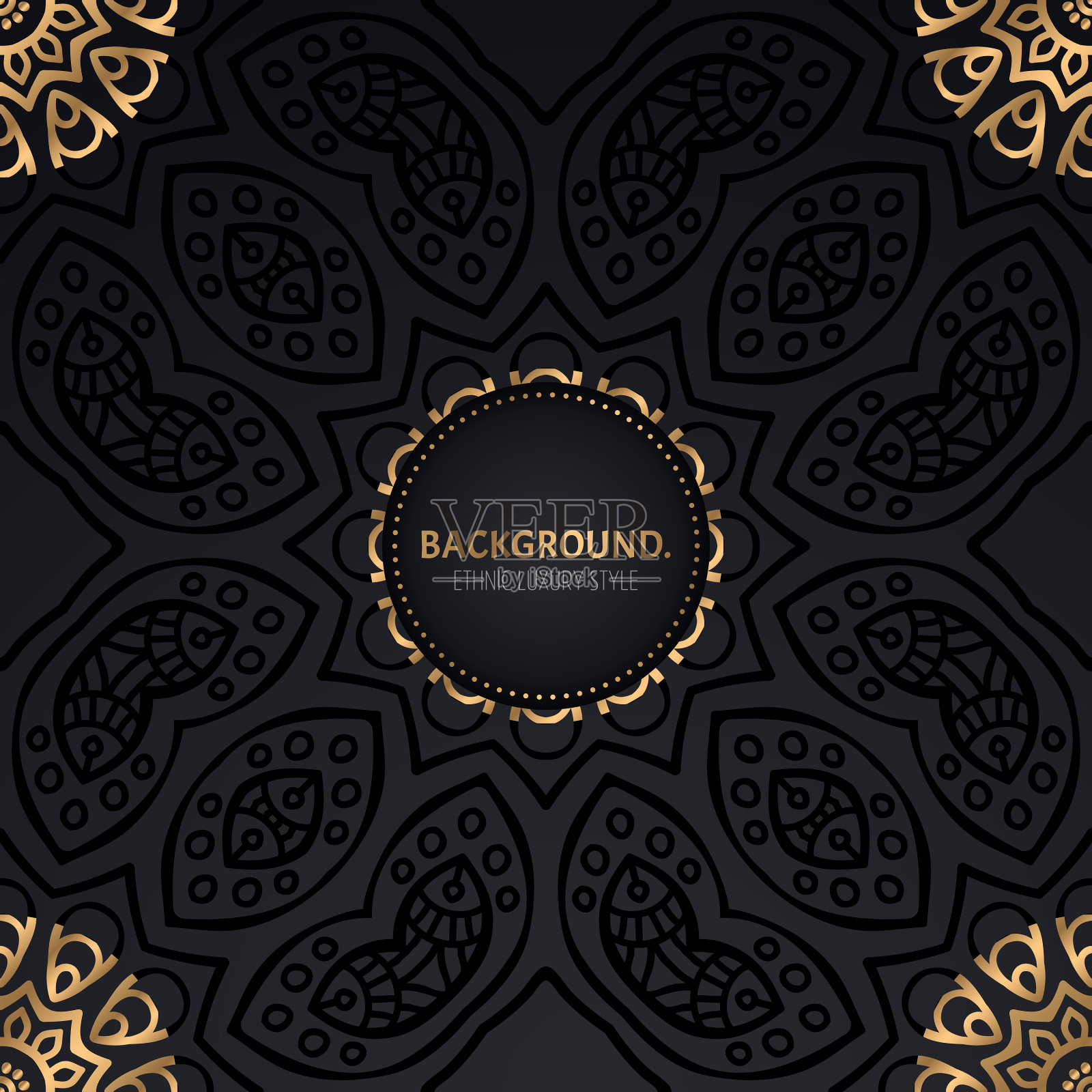 曼陀罗黄金无缝花纹豪华插画图片素材