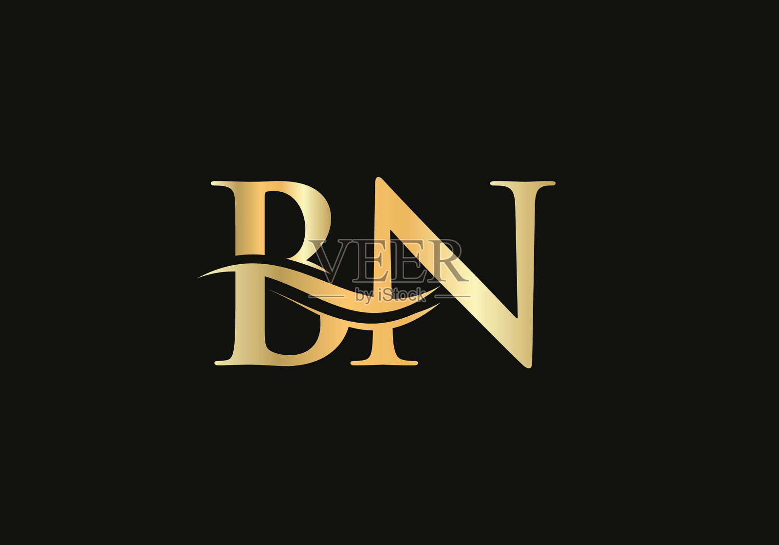 特级字母bn标志设计用水波插画图片素材