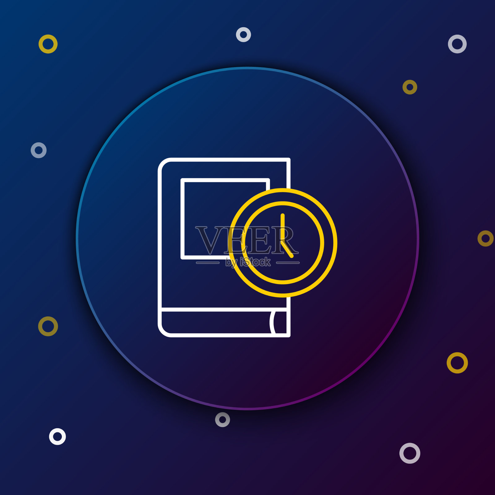 线时间为图书图标隔离在蓝色插画图片素材