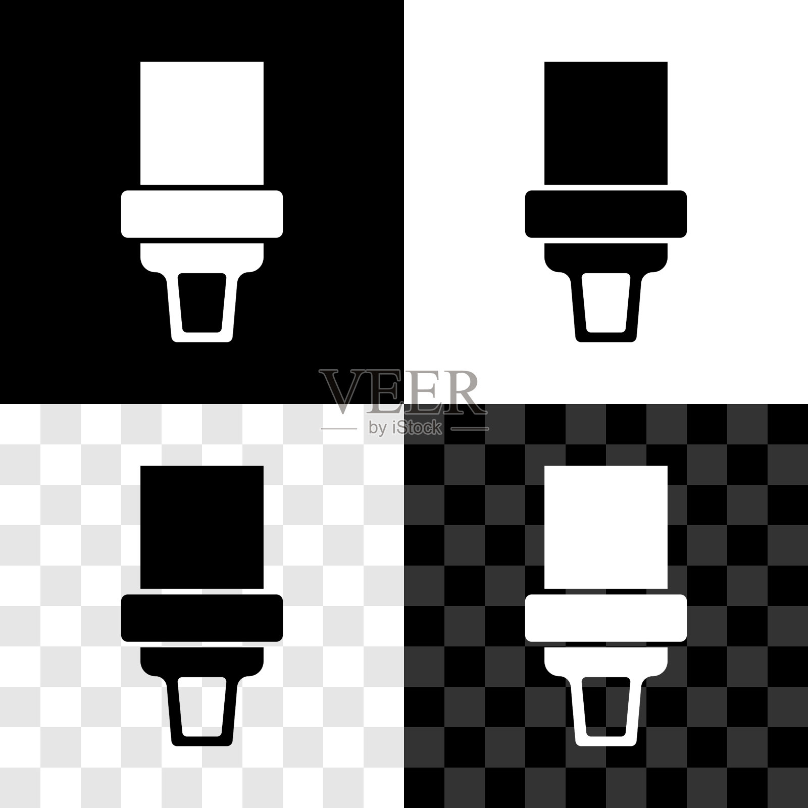 设置安全带图标隔离在黑色和白色图标素材