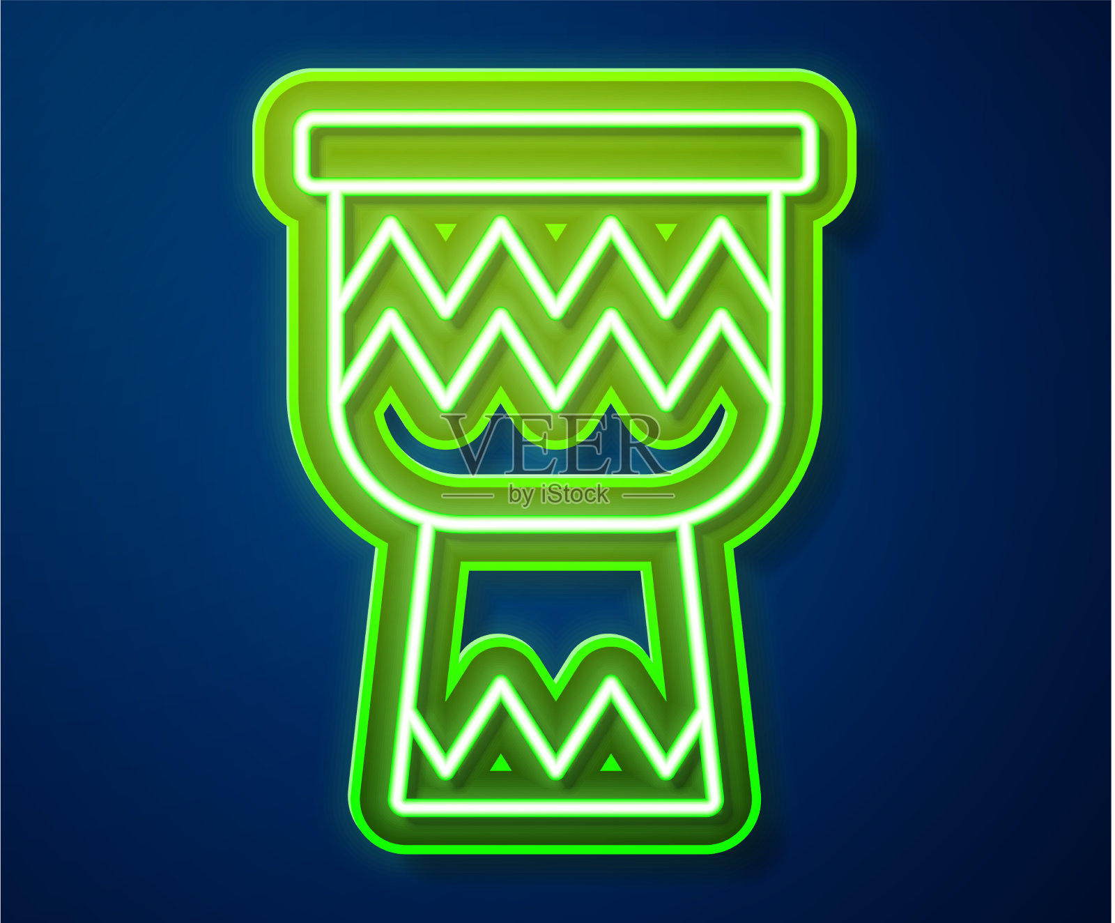 发光的霓虹灯线鼓图标孤立在蓝色插画图片素材