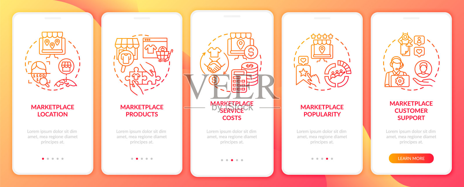 电子市场的选择标准登陆手机应用页面屏幕插画图片素材