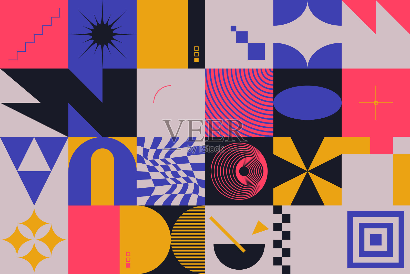 野兽派设计抽象图案插画图片素材