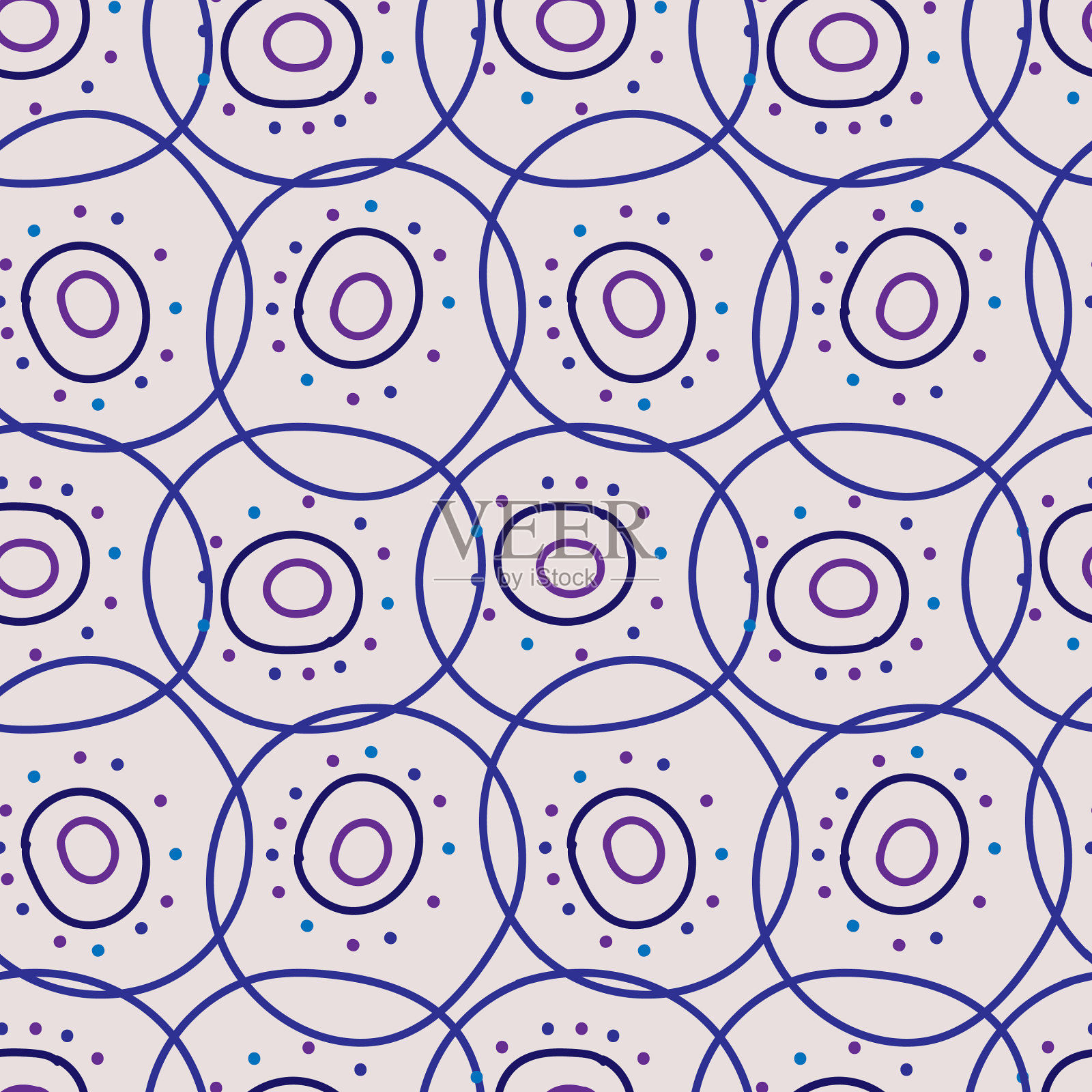 无缝圆点图案在蓝色调插画图片素材