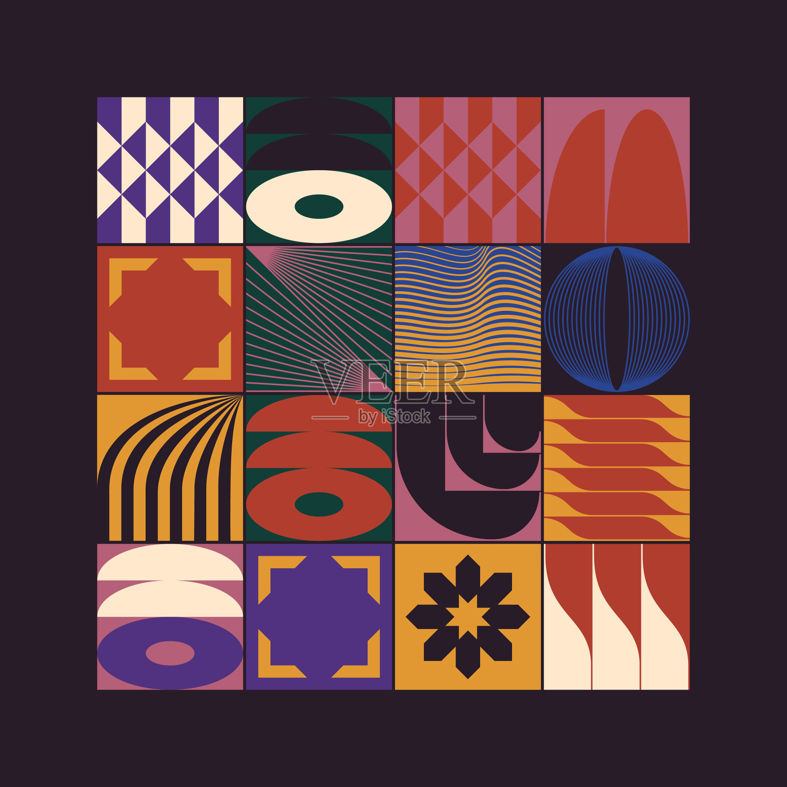 中世纪抽象图案设计插画图片素材