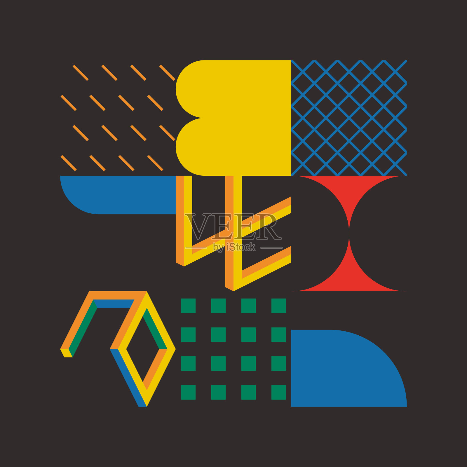 几何抽象元素设计插画图片素材