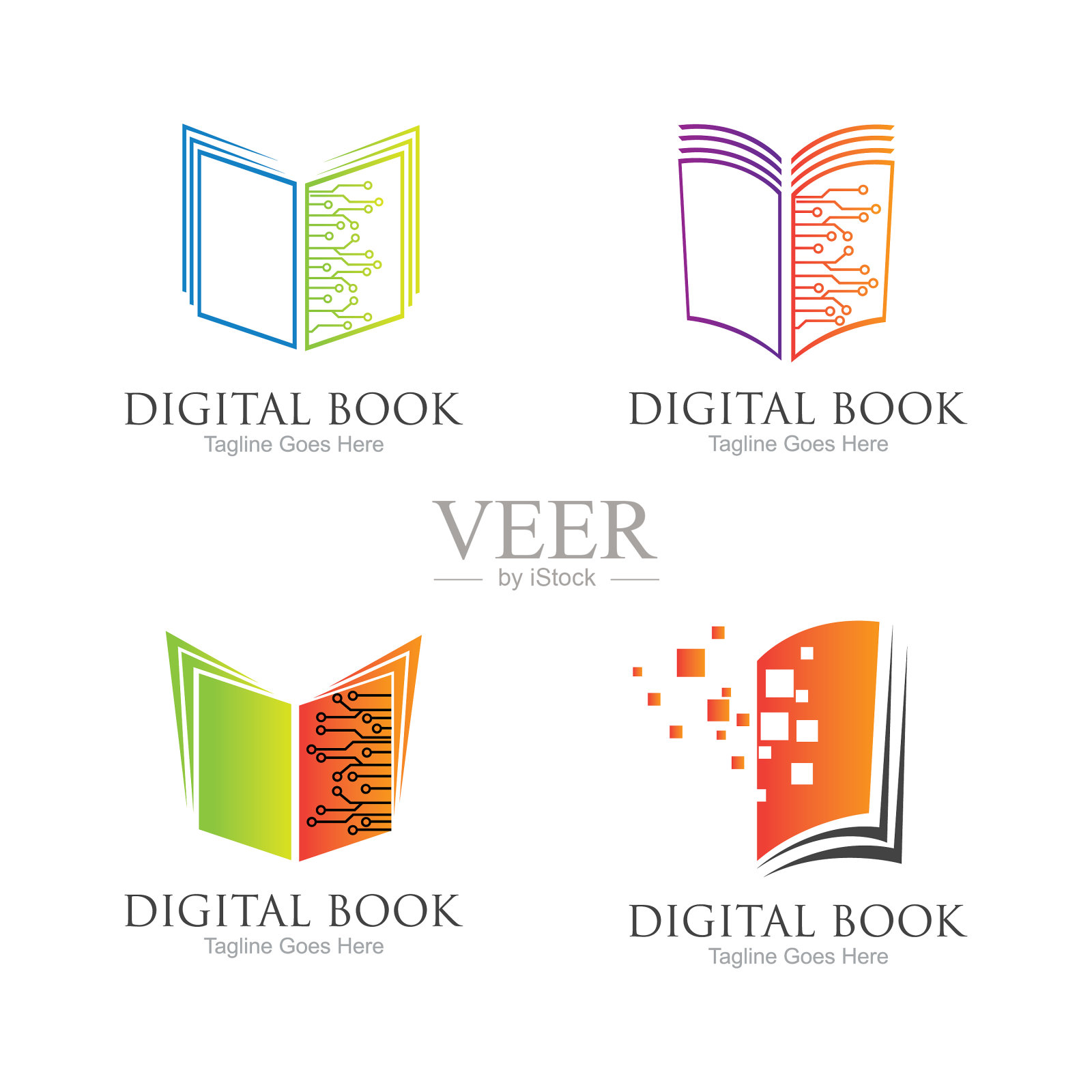 数字图书标识技术图标设计插画图片素材