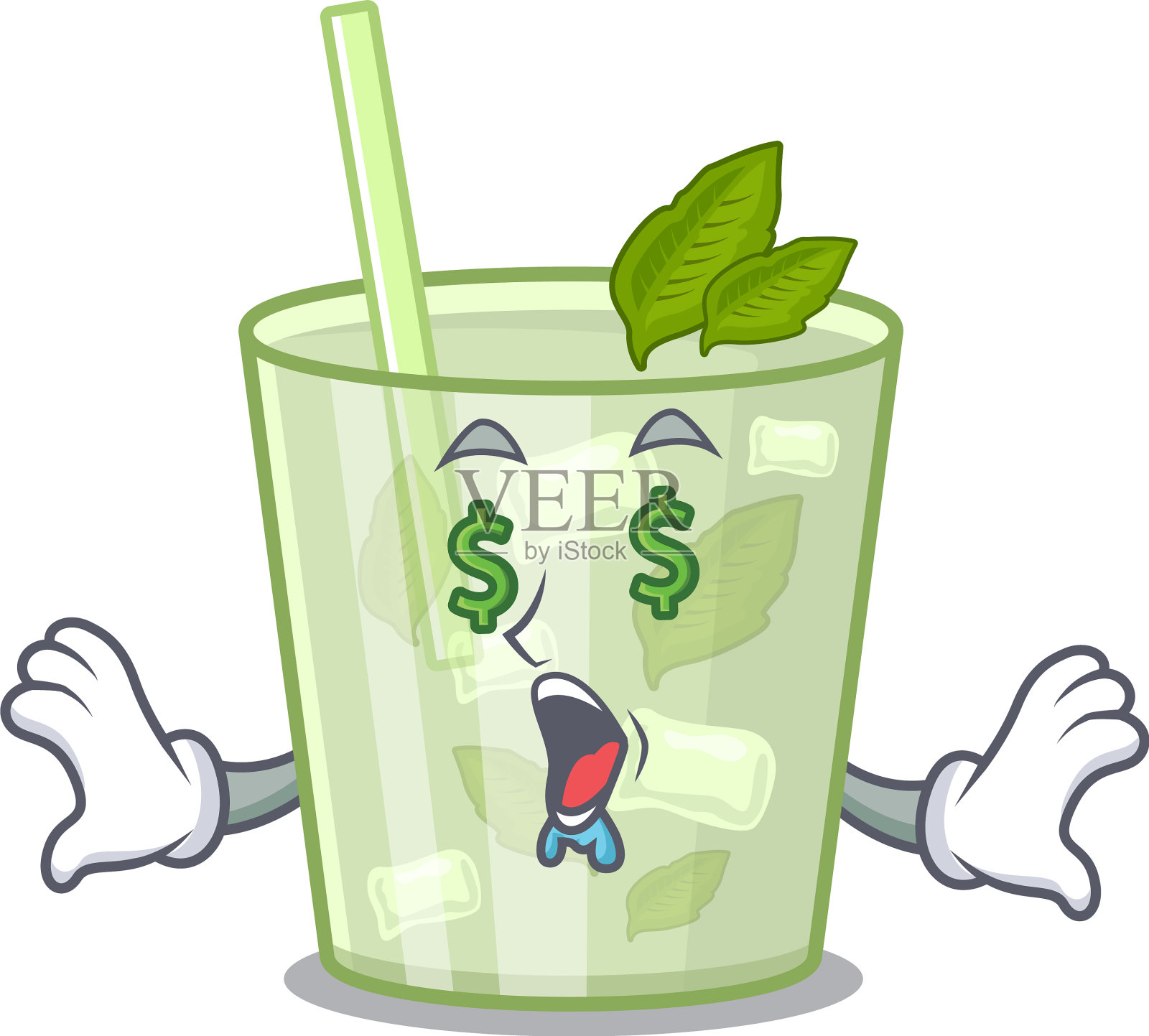 富有的卡通人物概念莫吉托柠檬设计元素图片