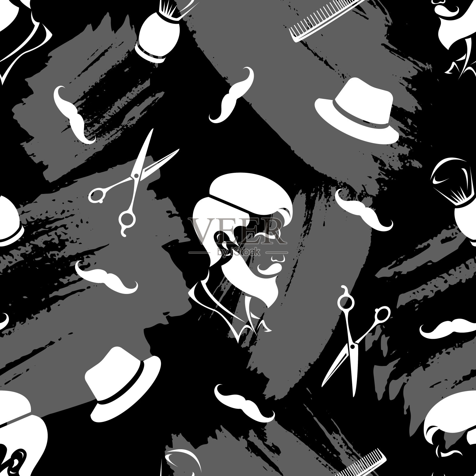 理发店无缝模式插画图片素材