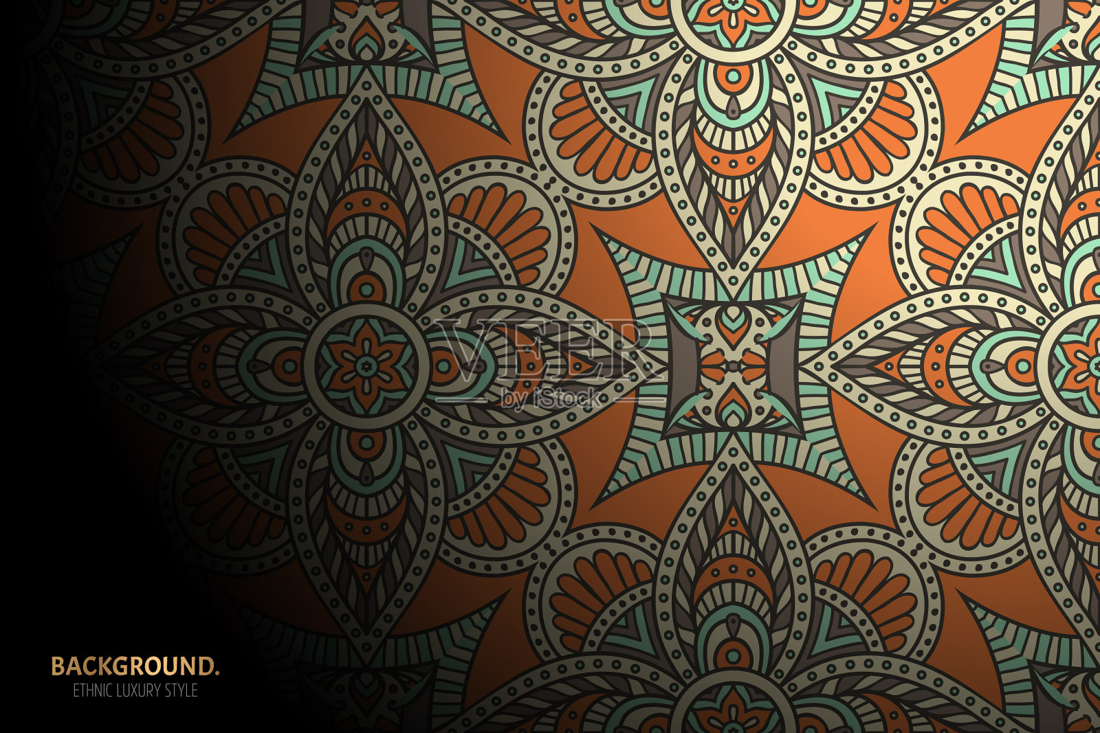 奢华的伊斯兰背景与曼荼罗插画图片素材