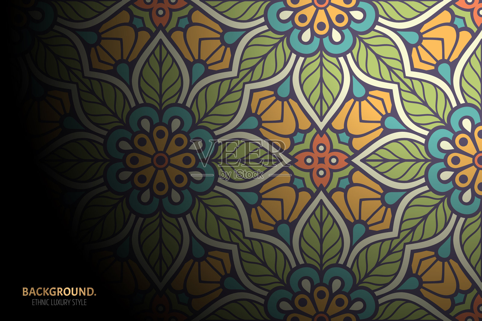 奢华的伊斯兰背景与曼荼罗插画图片素材