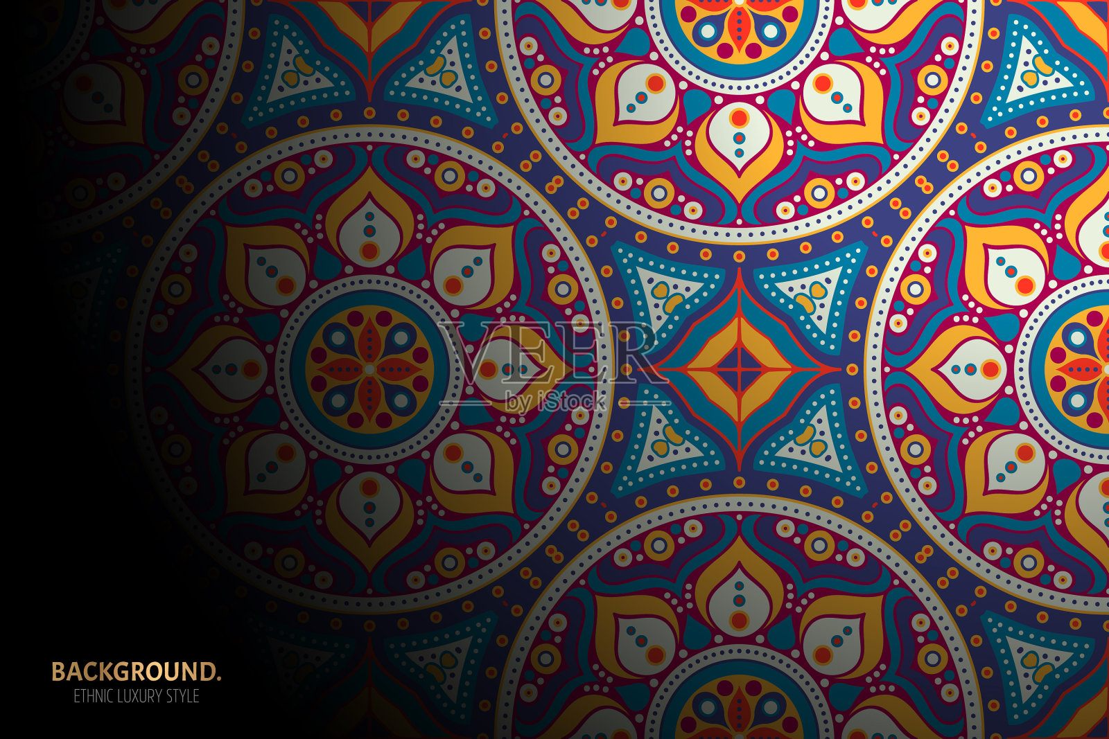 奢华的伊斯兰背景与曼荼罗插画图片素材