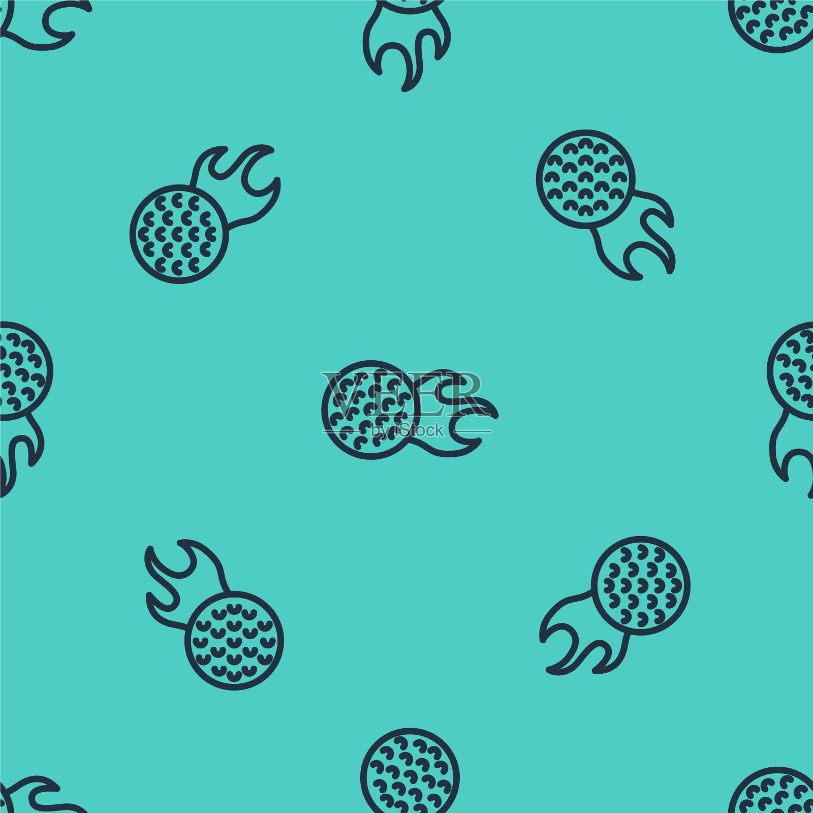 黑线高尔夫球图标孤立无缝插画图片素材