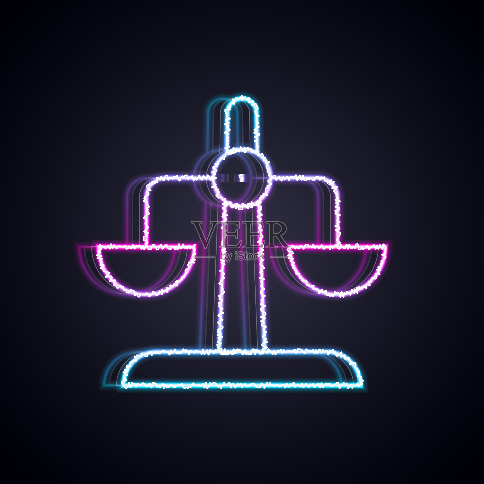 发光的霓虹灯线天秤座星座图标孤立插画图片素材