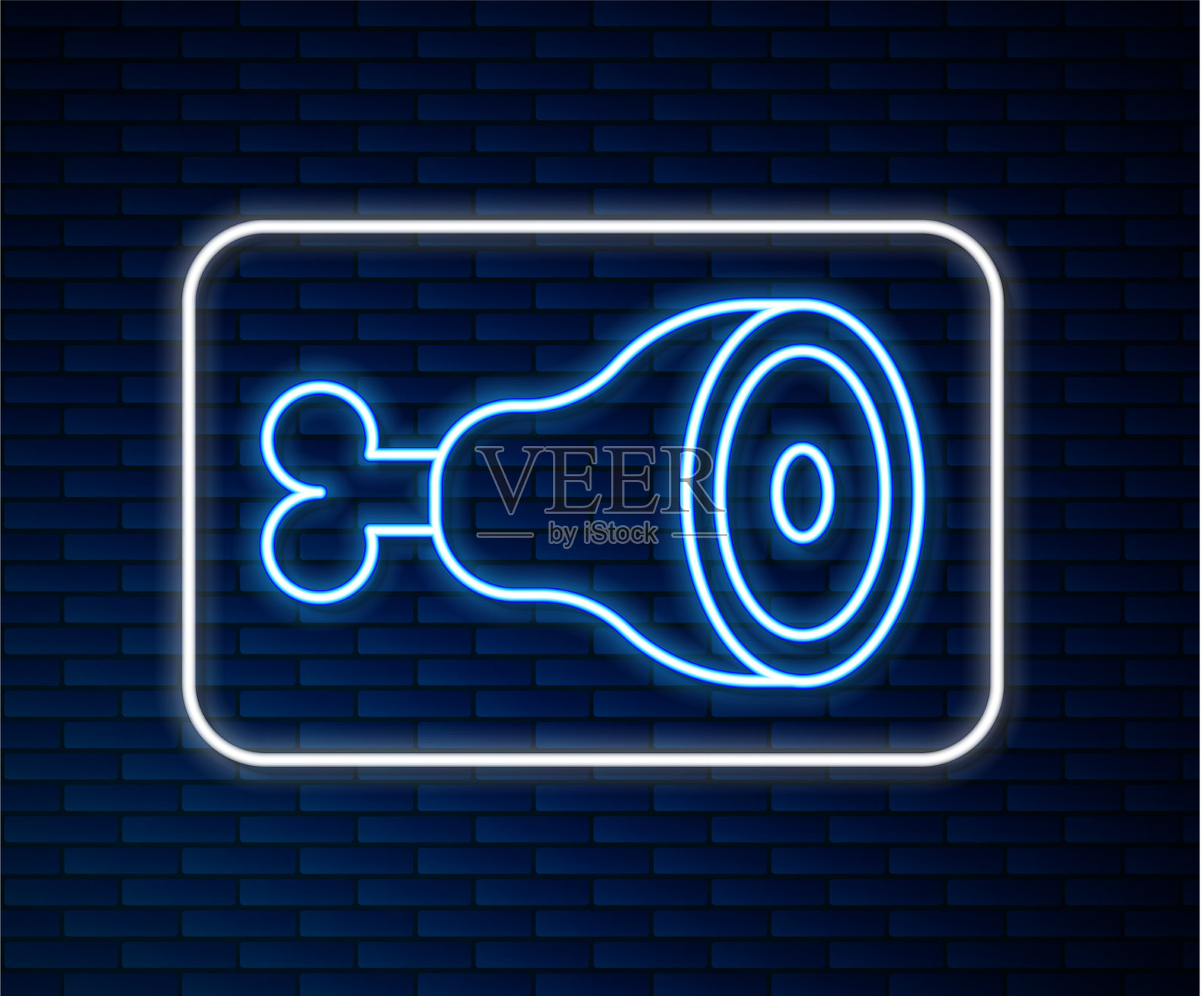 发光的霓虹灯线鸡腿图标孤立上插画图片素材