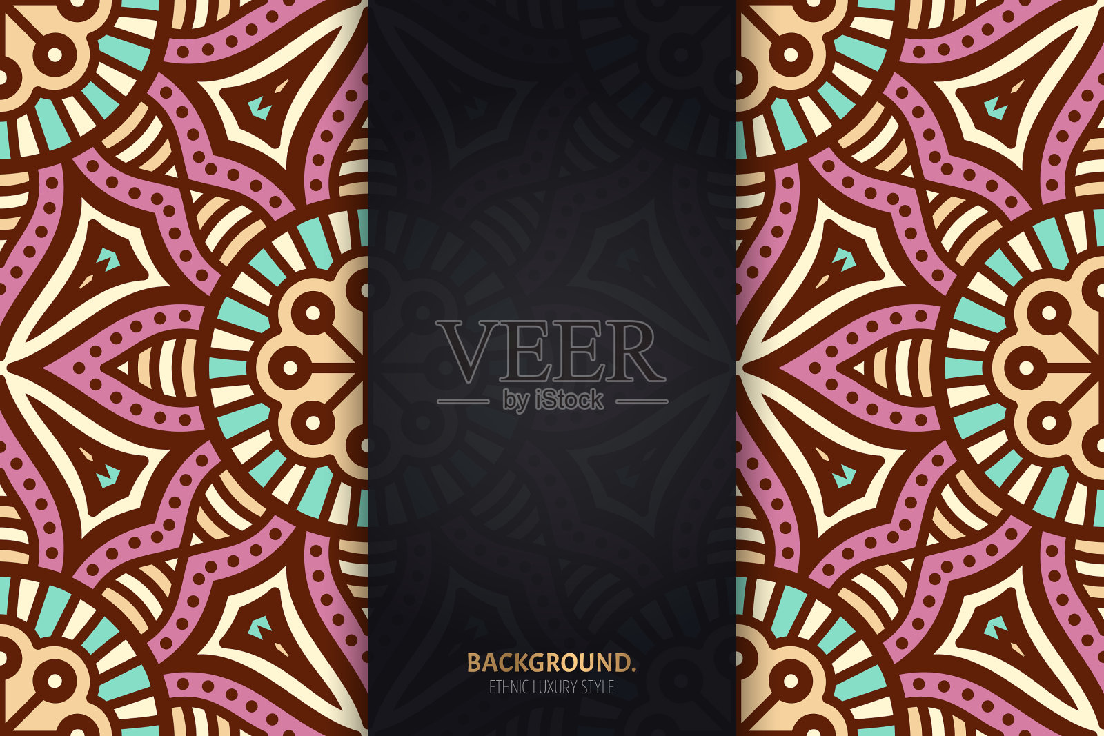 曼陀罗黄金无缝花纹豪华插画图片素材