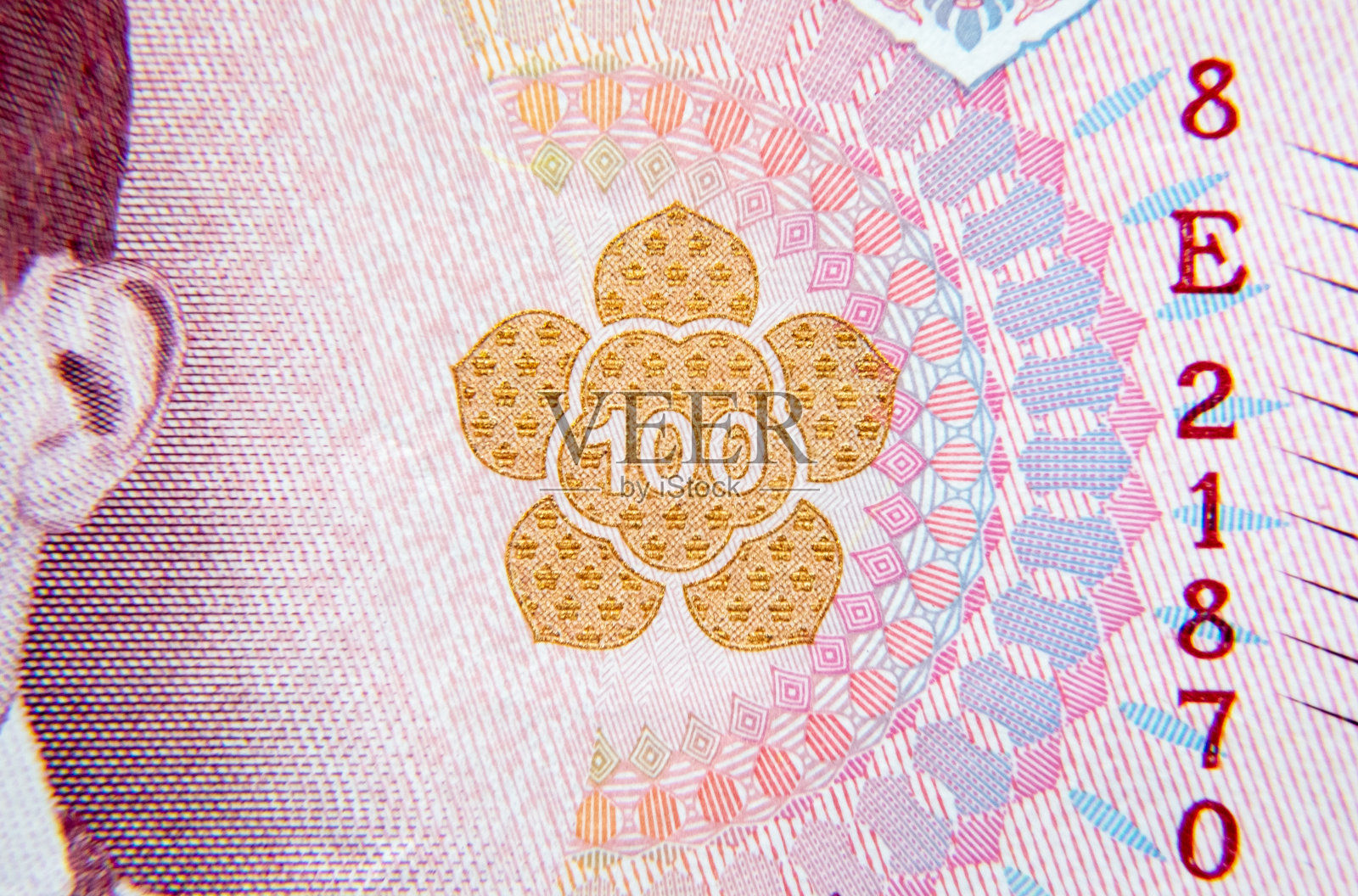 泰国银行纸币细节的特写照片摄影图片