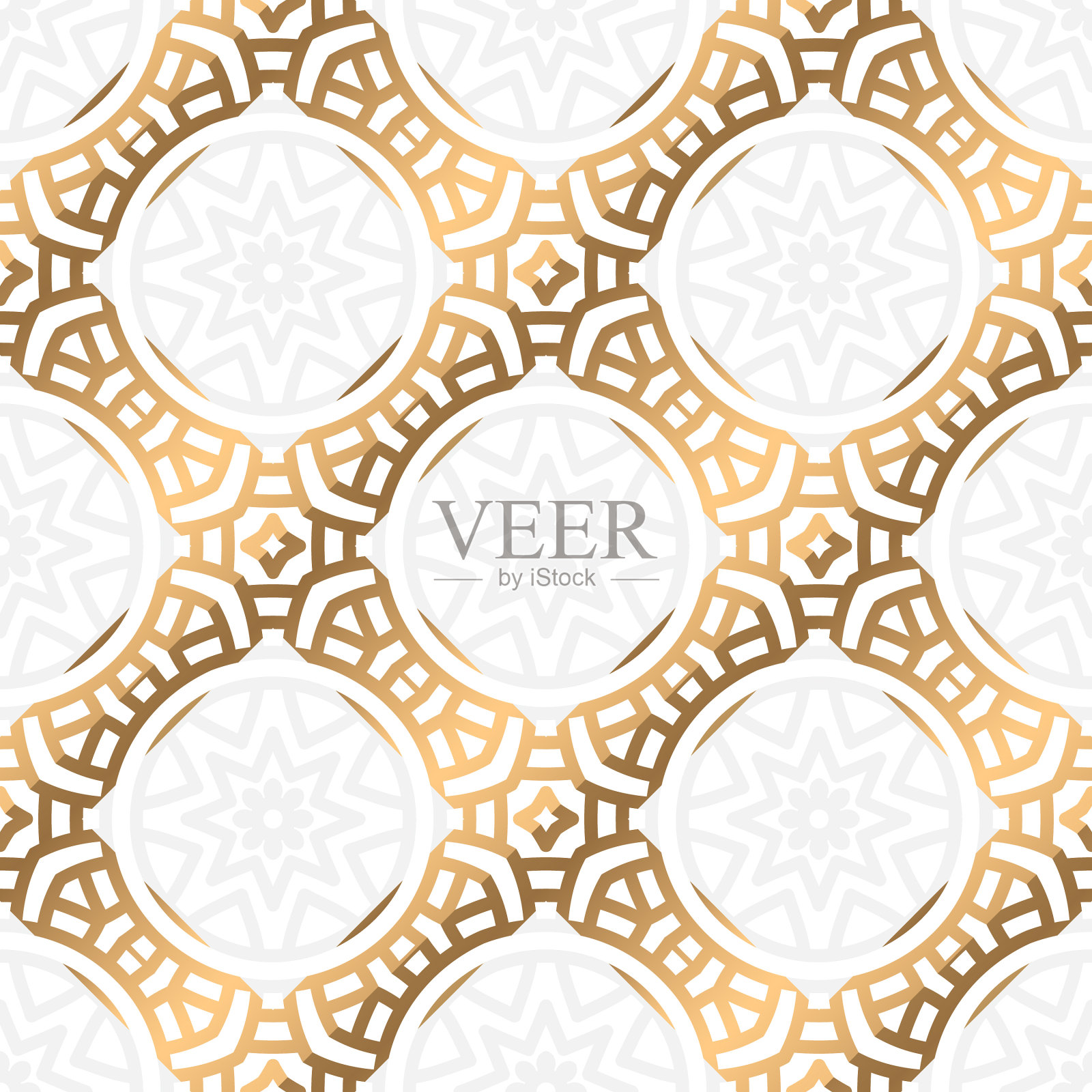 曼陀罗黄金无缝花纹豪华插画图片素材