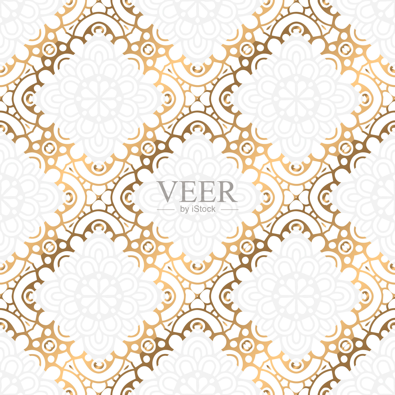 曼陀罗黄金无缝花纹豪华插画图片素材