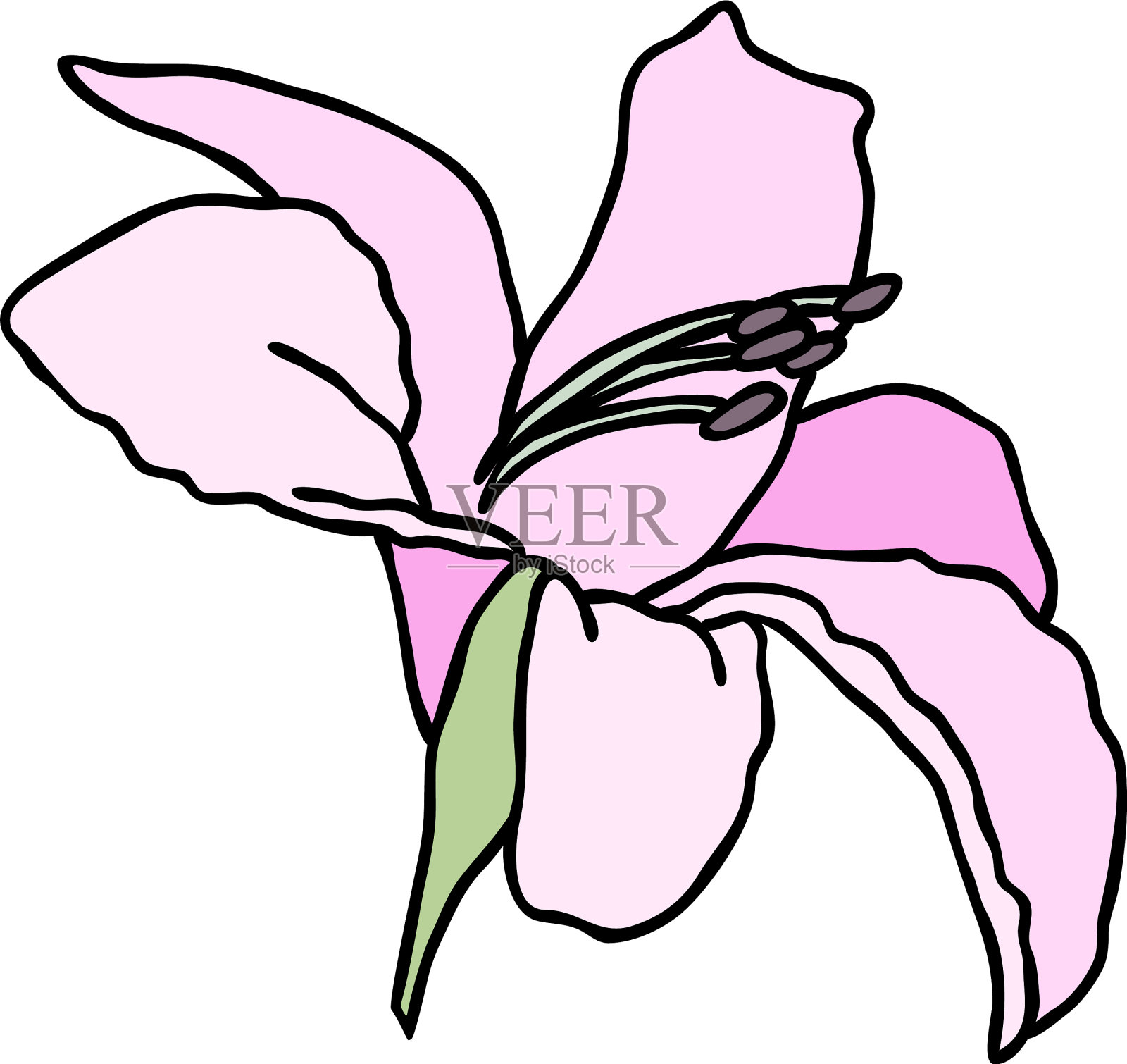 淡紫色百合花印花插画图片素材