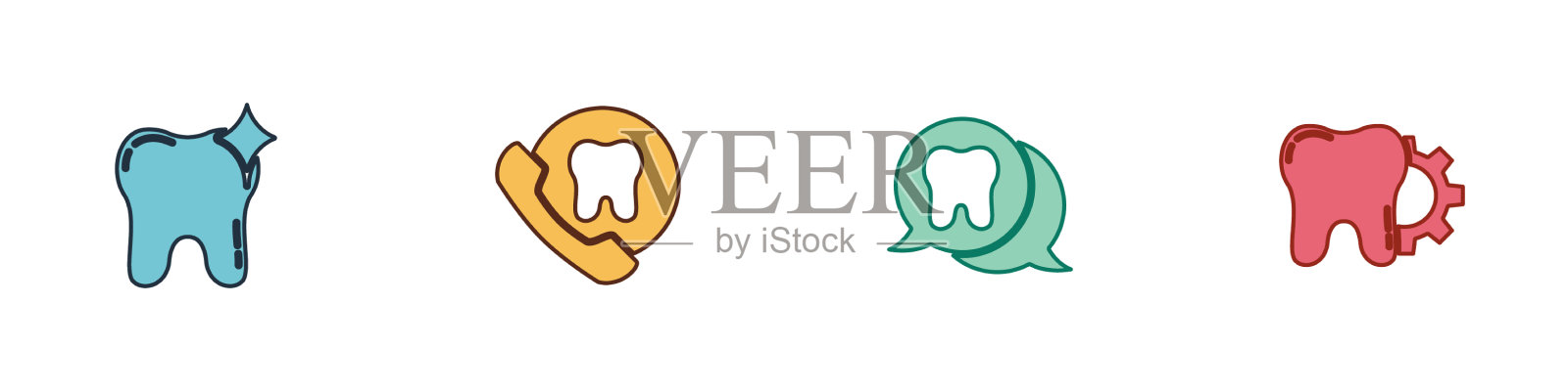 设置牙齿美白在线牙科护理图标素材