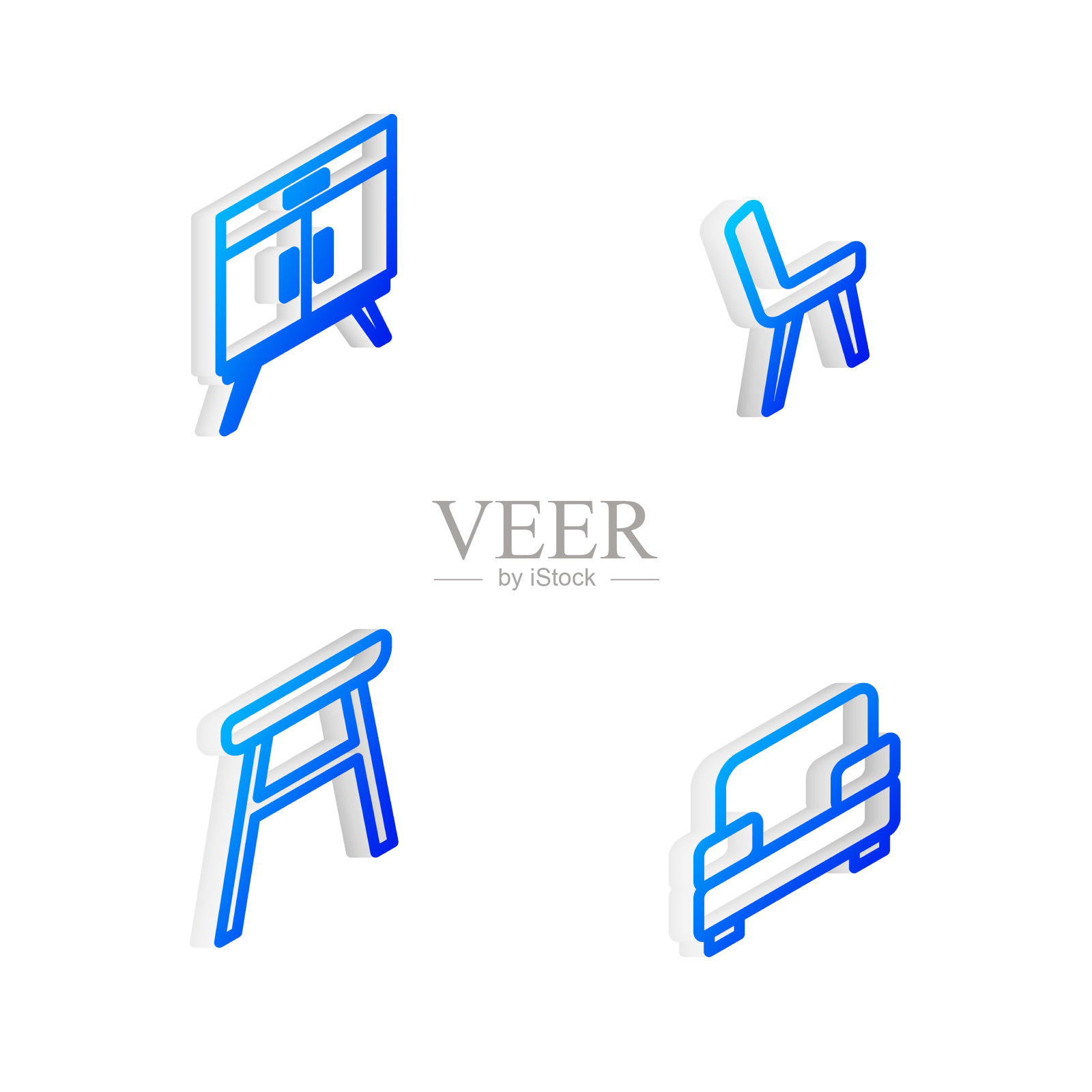 设置等距线扶手椅衣柜抽屉图标素材