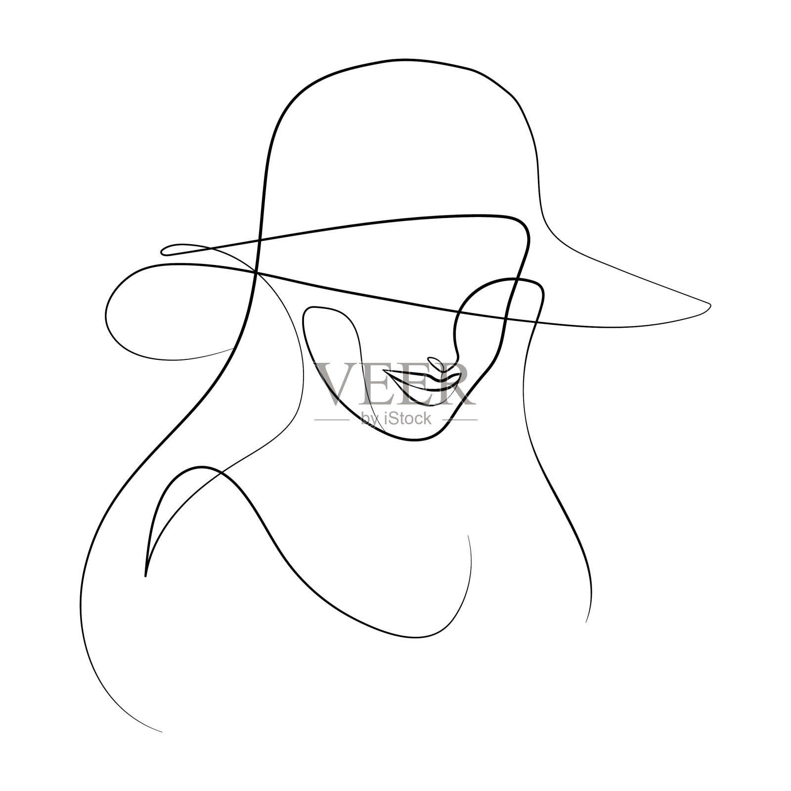 美丽的女性线条艺术绘画插画图片素材