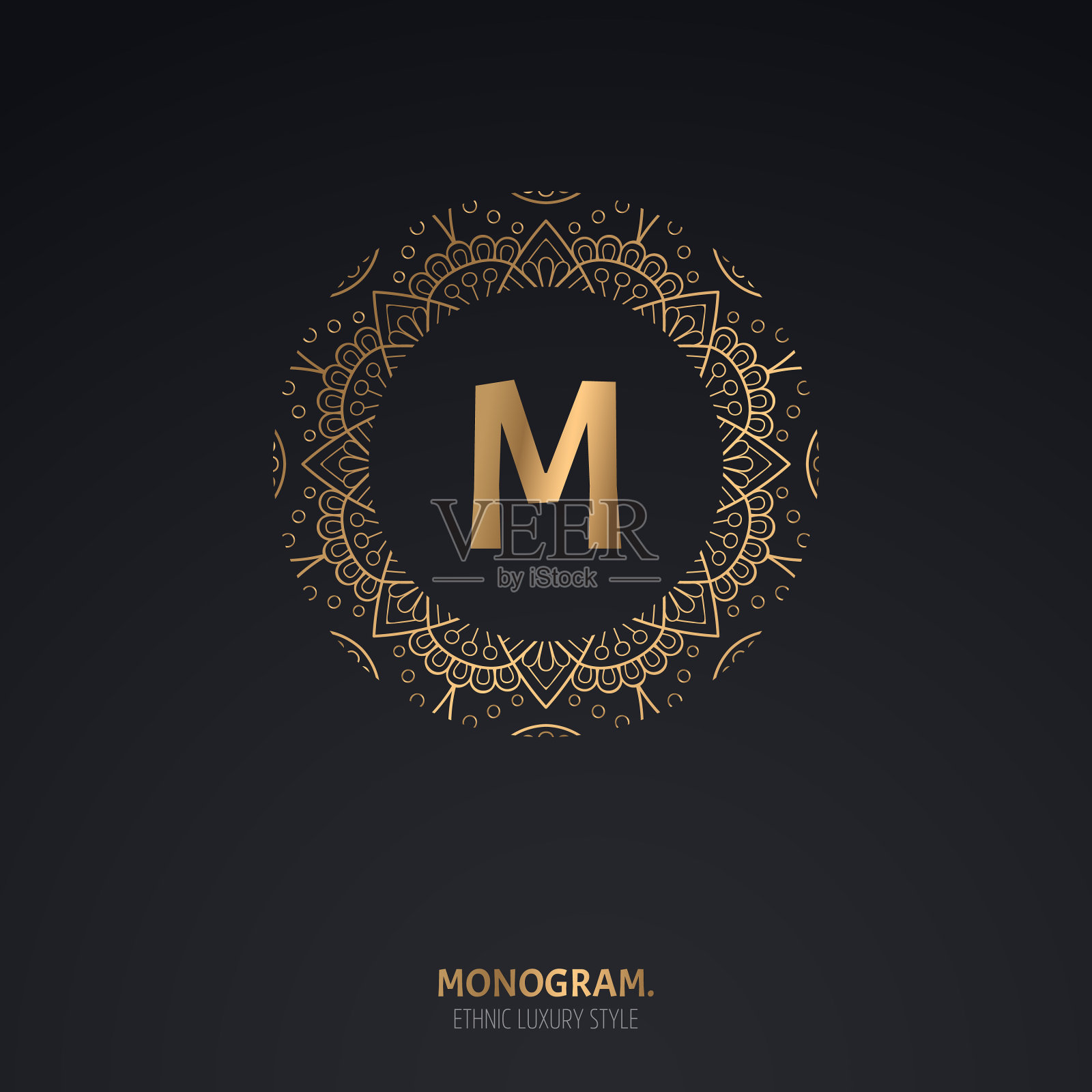 豪华装饰艺术金经典交织曼荼罗插画图片素材