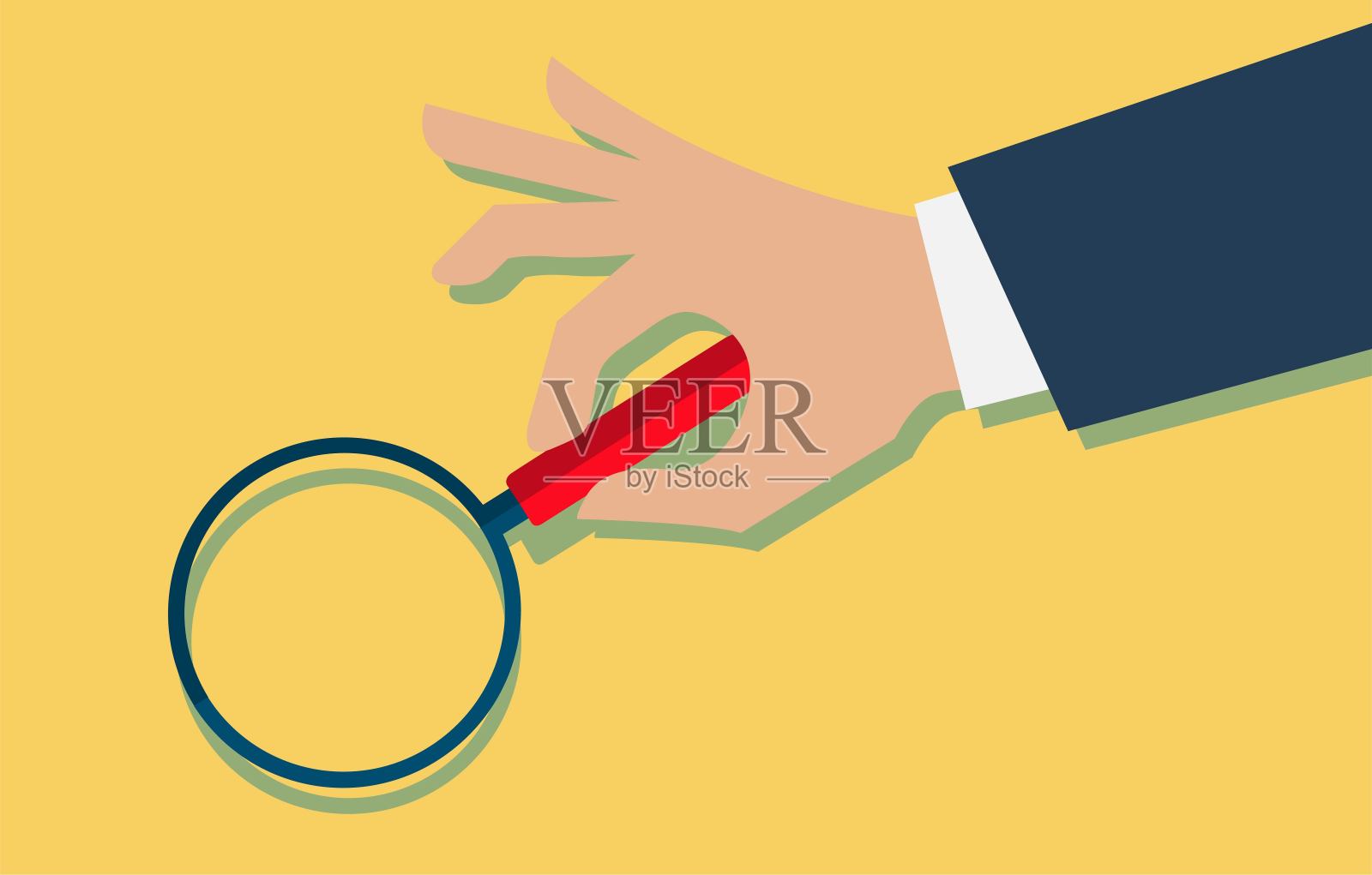 搜索概念与手持放大镜。向量插画图片素材