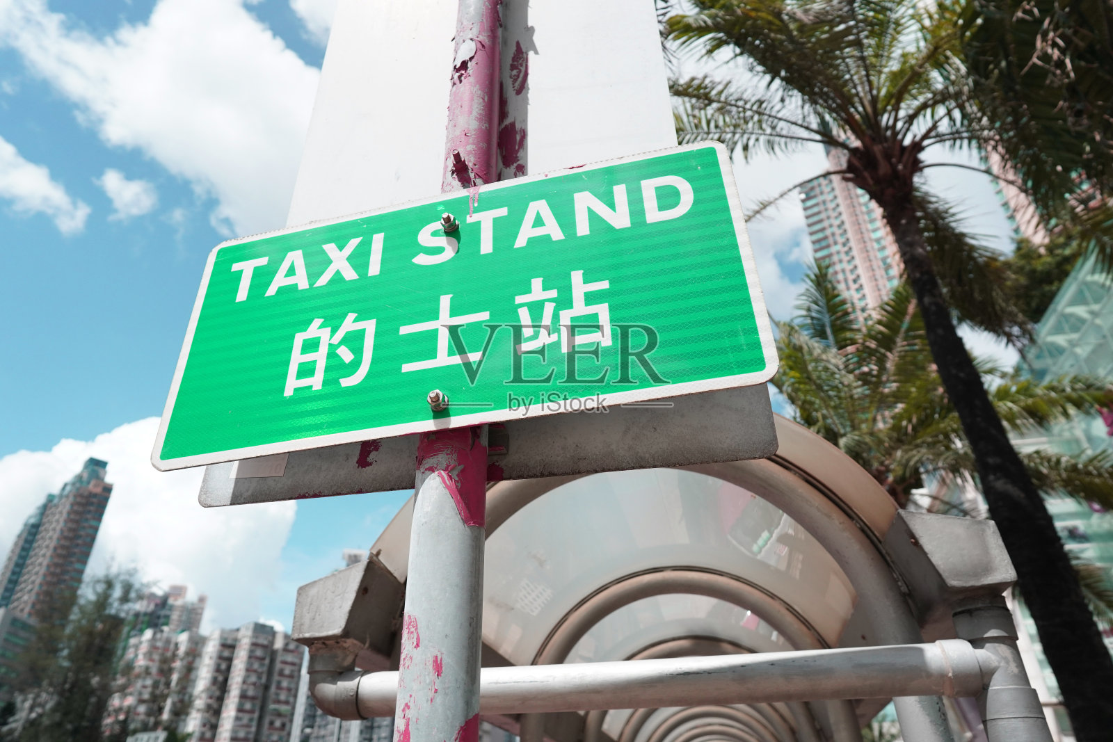 香港的士站的招牌照片摄影图片