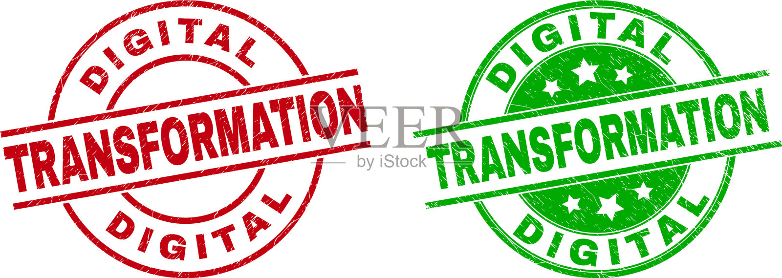 数字转换圆形徽章与垃圾插画图片素材