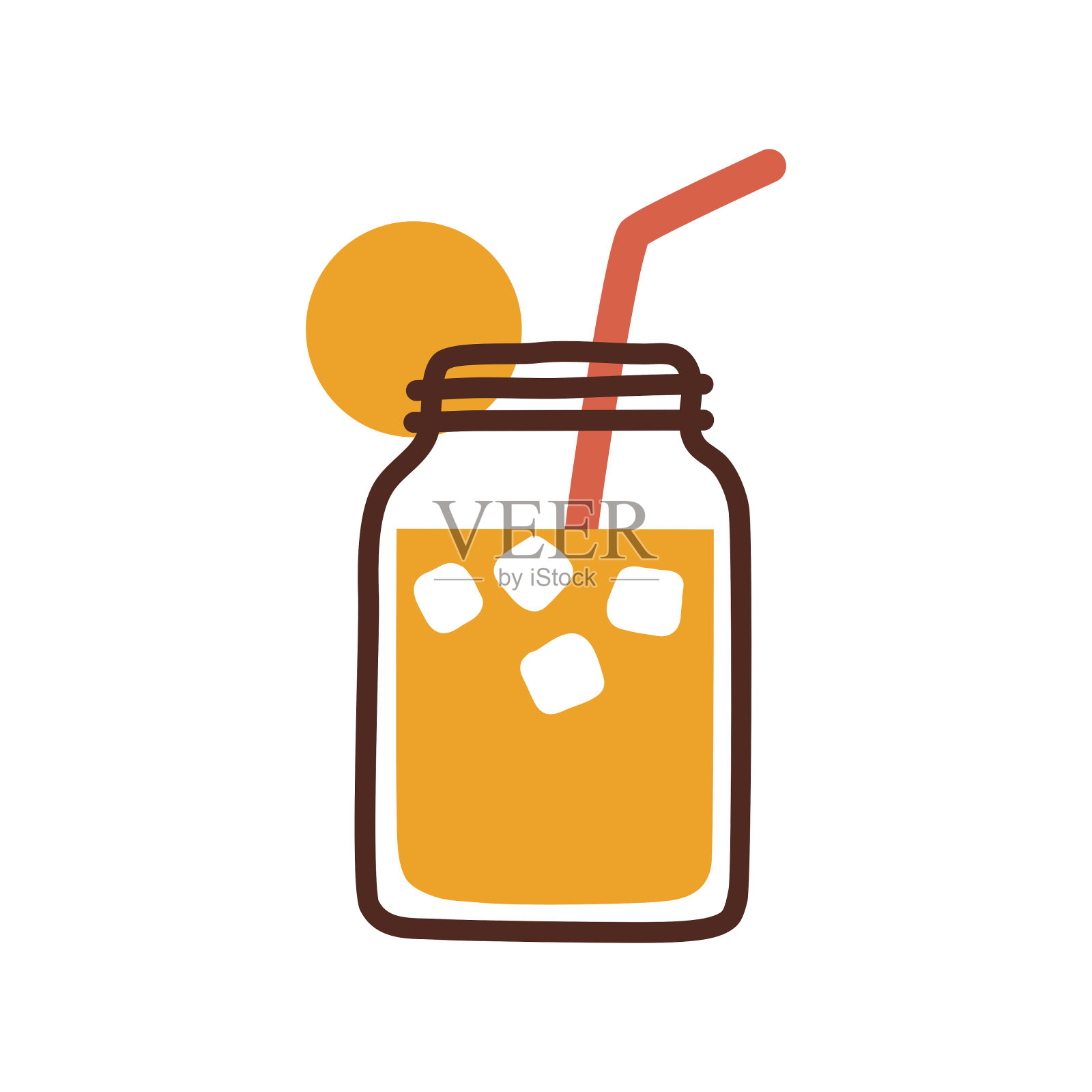 提神喝柠檬水。夏季用吸管瓶装柠檬饮料。饮料柠檬莫吉托插图。插画图片素材