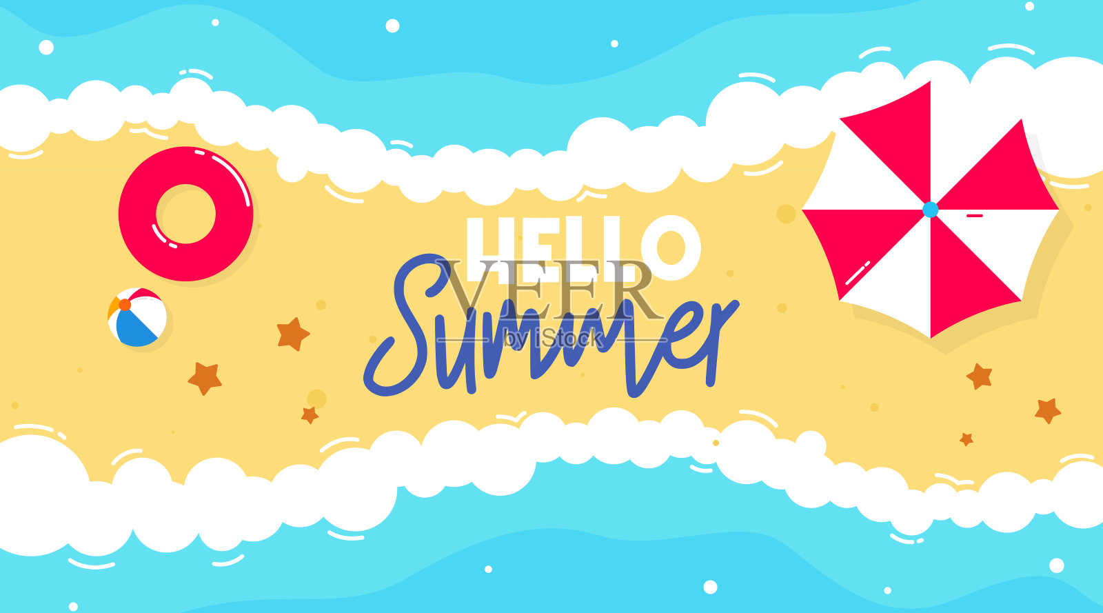 你好夏季网络横幅和传单插画图片素材