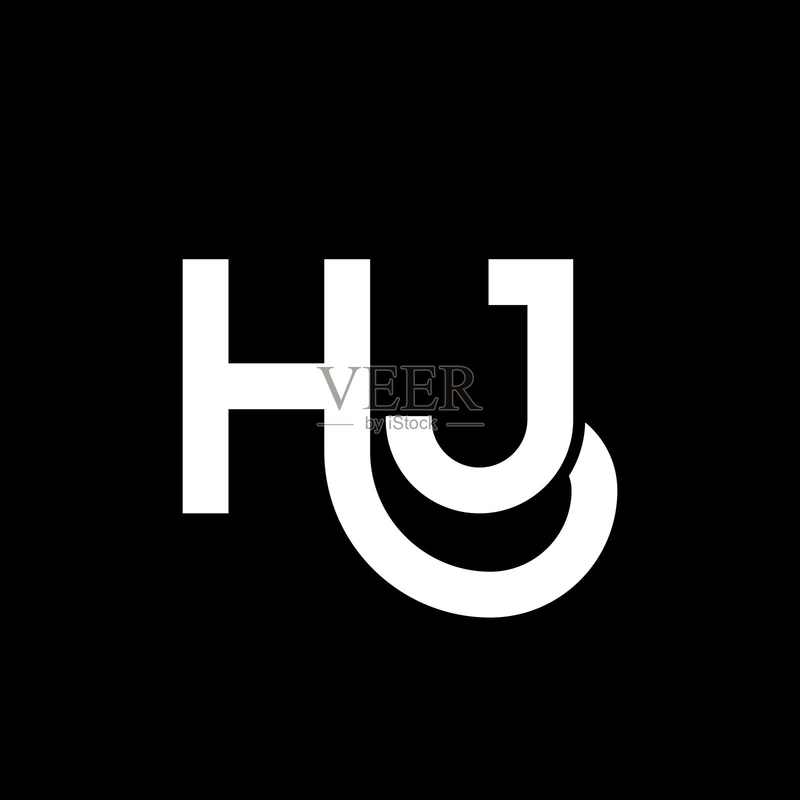 hj字母标志设计在黑色背景上hj