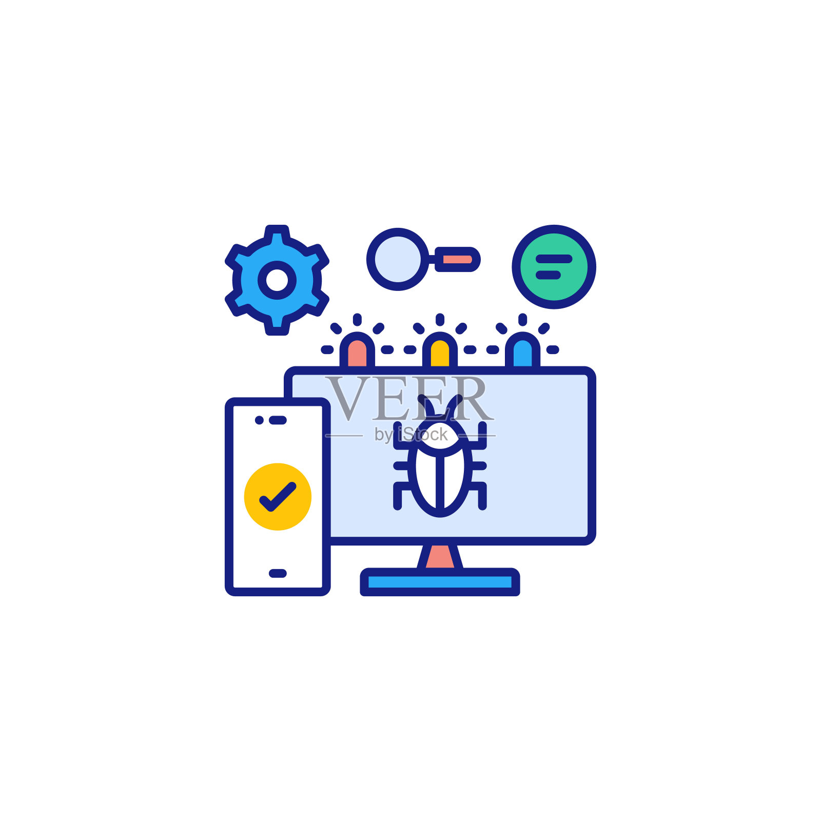 修复Bug插画图片素材