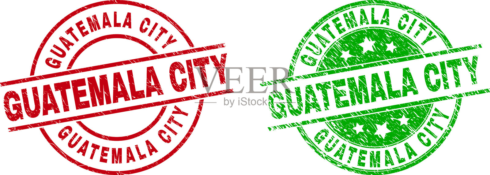 瓜地马拉市圆形印章使用刮花插画图片素材